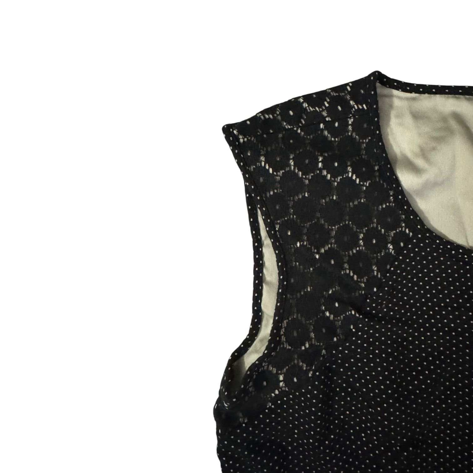 Ann Taylor Ann Taylor Black with White Dots Sleeveless Fitted Top Small Size S / US 4 / IT 40 - 5 Thumbnail