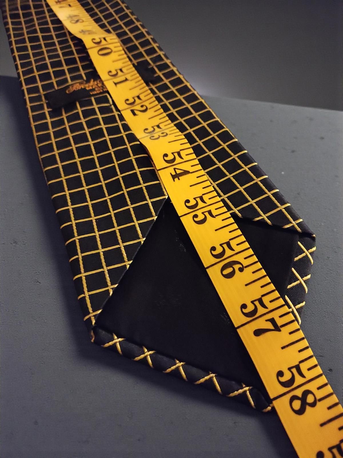 Brooks Brothers Brooks Brothers MAKERS All Silk Tie Black with Yellow Grid Size ONE SIZE - 4 Thumbnail