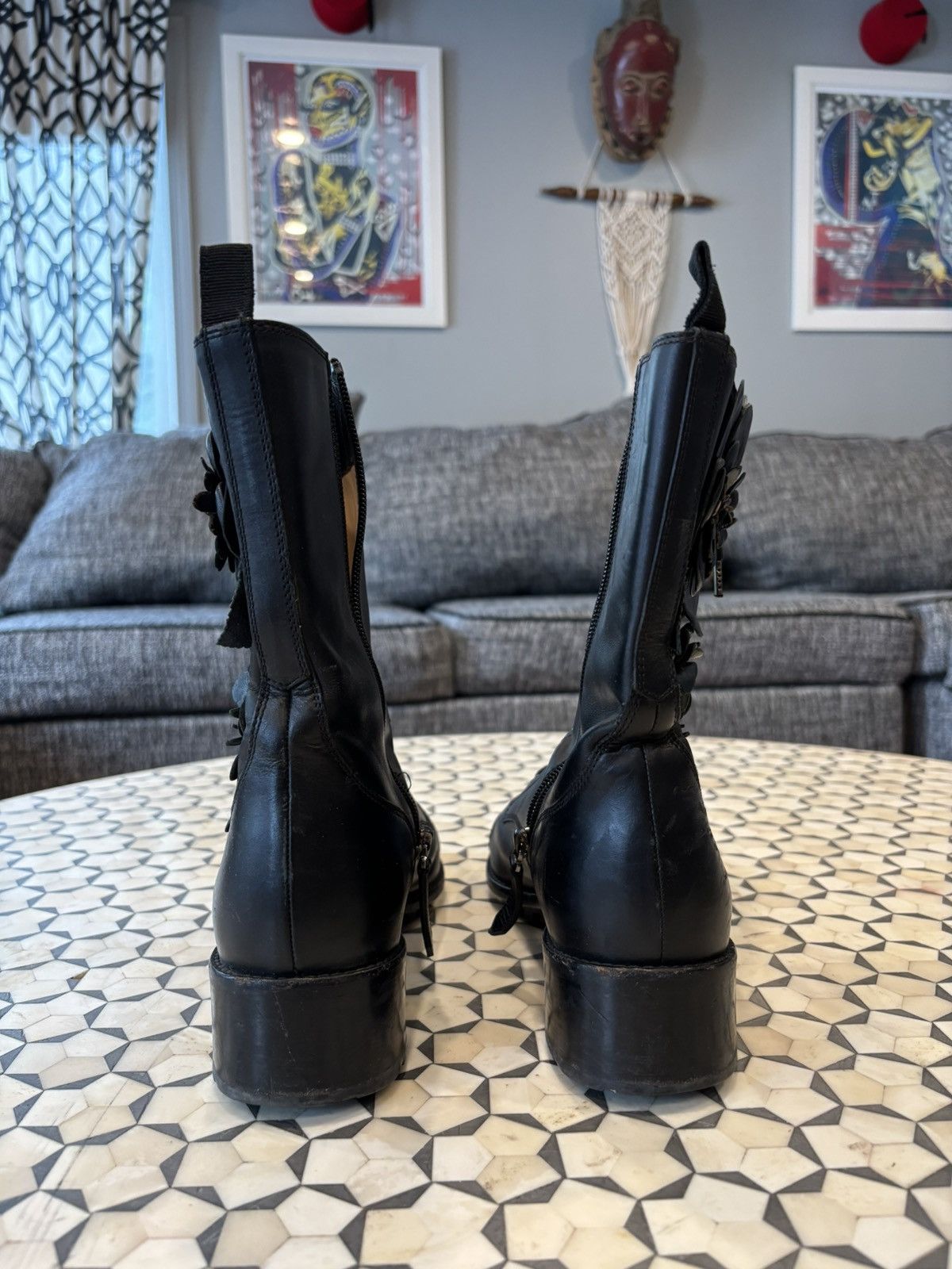 Valentino VALENTINO GARAVANI Flower Combat Boot Size US 8.5 / IT 38.5 - 3 Thumbnail