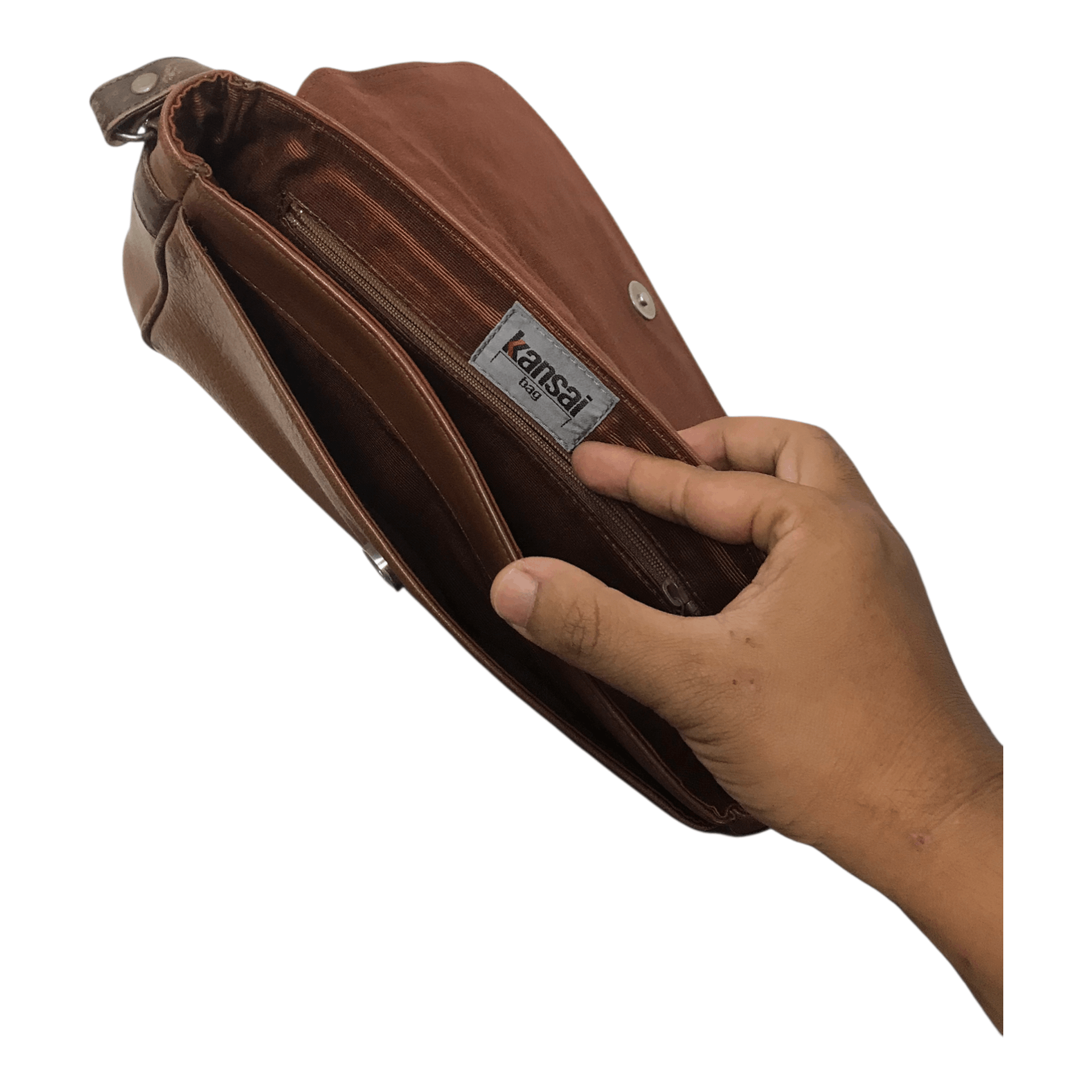 Kansai Yamamoto Kansai Leather Brown Sling Bag Size ONE SIZE - 7 Thumbnail