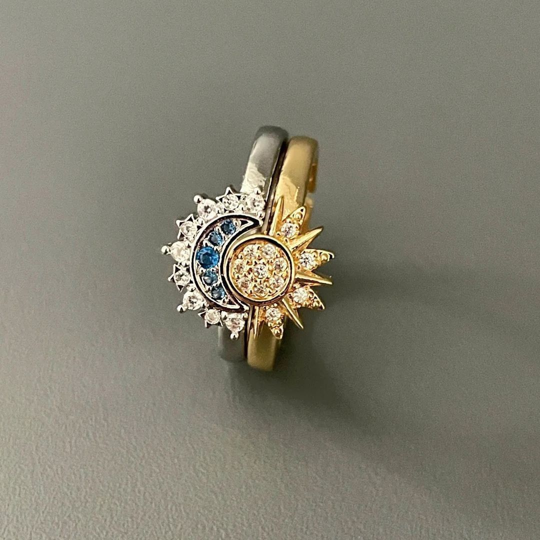 Other Sun & Moon Dual Ring – Minimalist Couple/Friendship Band Size ONE SIZE - 1 Thumbnail