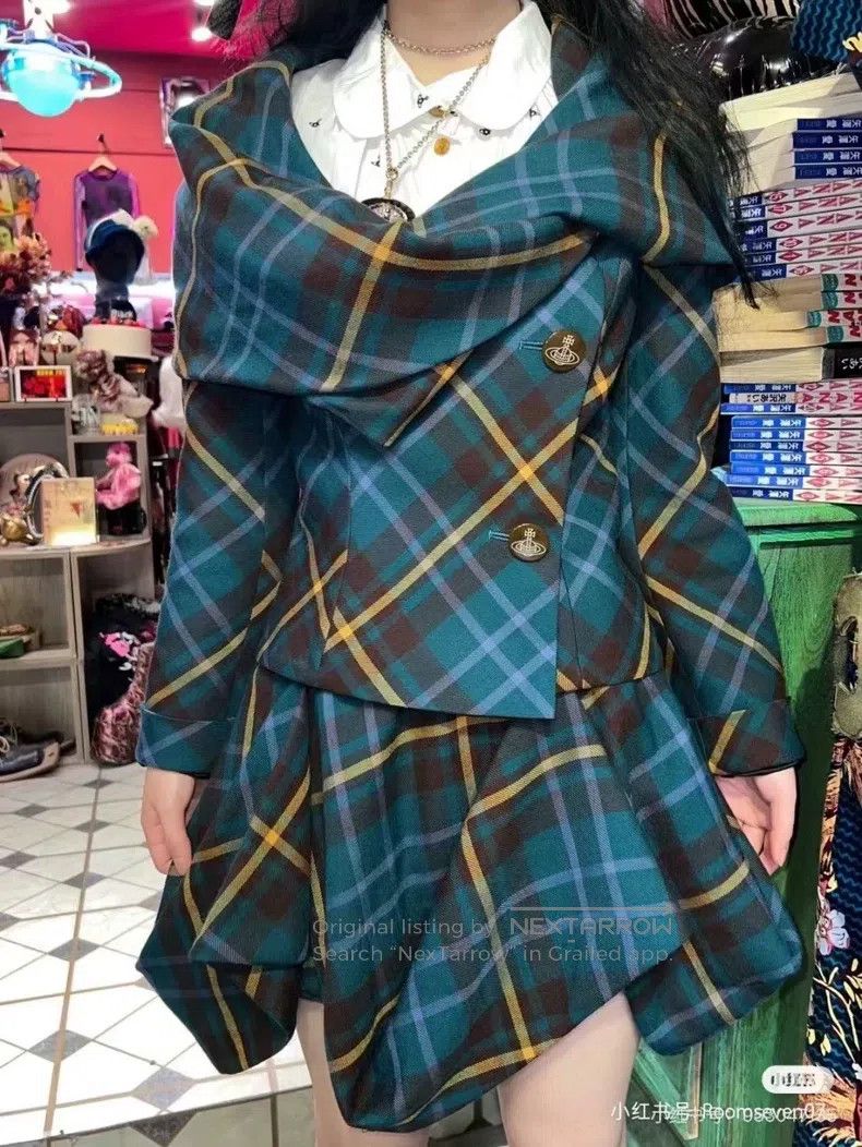 Vivienne Westwood Vivienne Westwood Witch green grid petal skirt suit Size M / US 6-8 / IT 42-44 - 2 Thumbnail