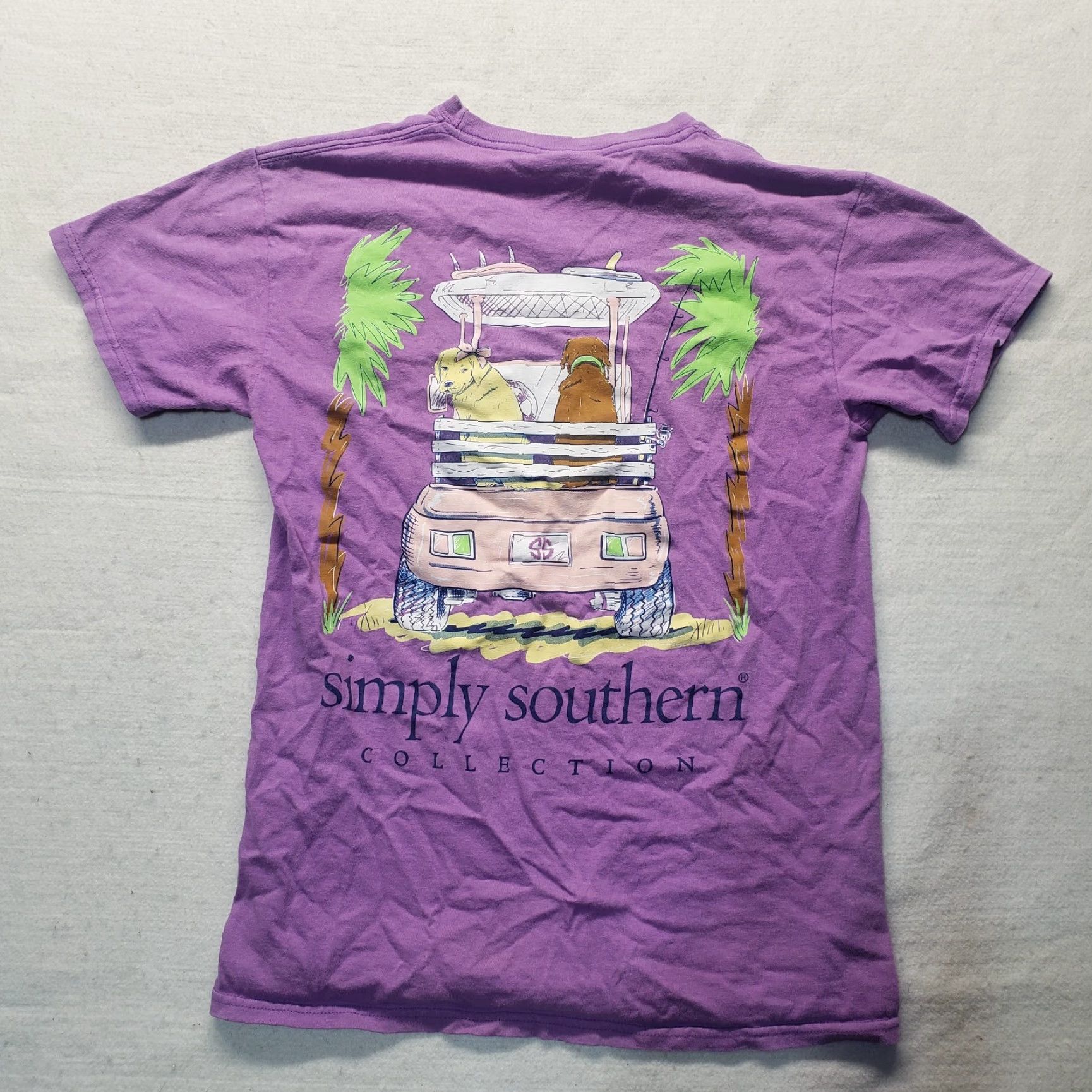 Vintage Simply Southern Purple Short Sleeve T-Shirt Labrador Dogs Golf Cart Womens Small Size S / US 4 / IT 40 - 7 Thumbnail
