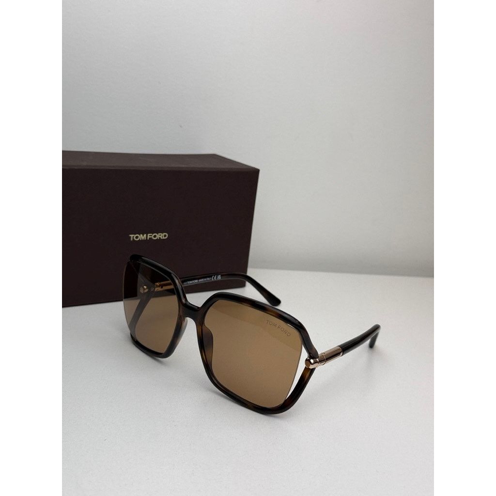 Tom Ford NEW Tom Ford FT1089 Solange Square Sunglasses Dark Brown Size ONE SIZE - 2 Thumbnail