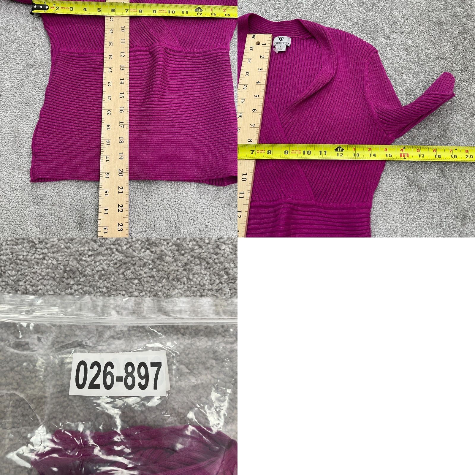 Worthington Worthington Womens Sweater Shirt Knit Wrap V-Neck Purple Large Knit Top Regular Sleeve L Womens Size L / US 10 / IT 46 - 8 Thumbnail