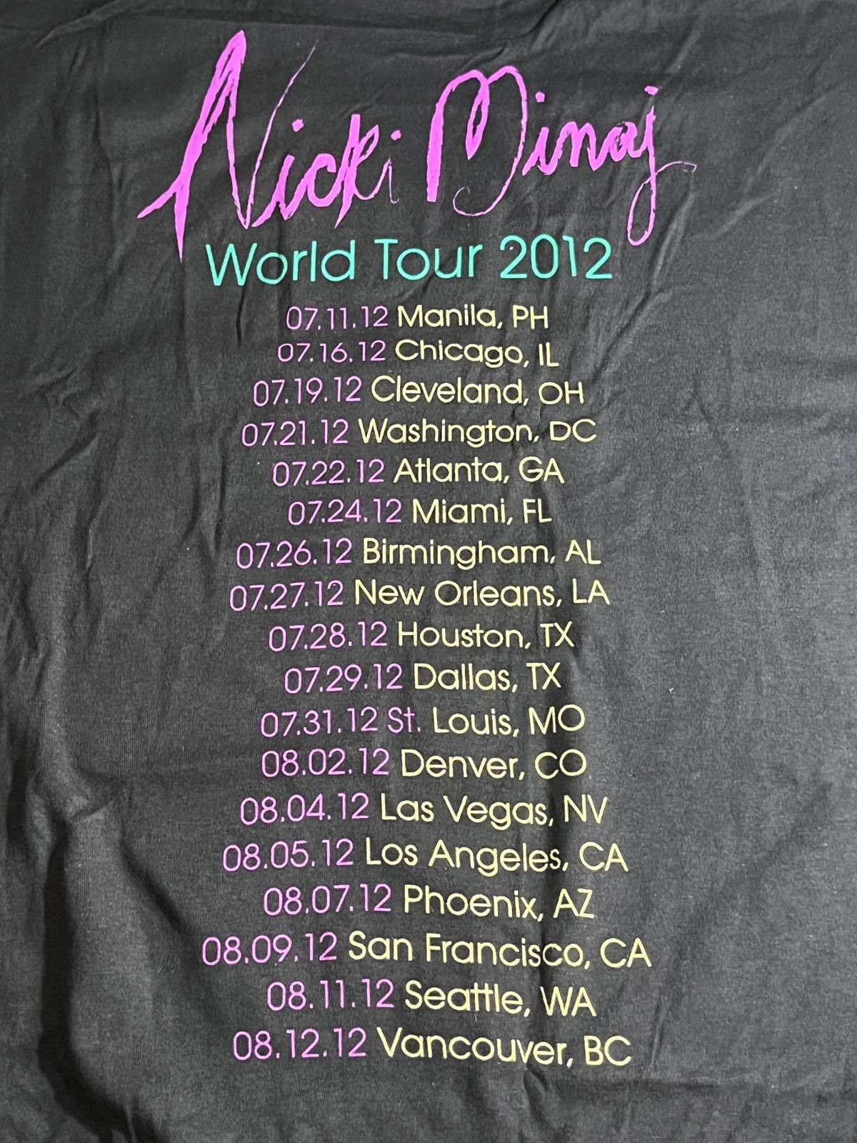 Designer Nicki Minaj T-shirt - World Tour 2012 Pink Friday Tour - XL Size US XL / EU 56 / 4 - 6 Thumbnail