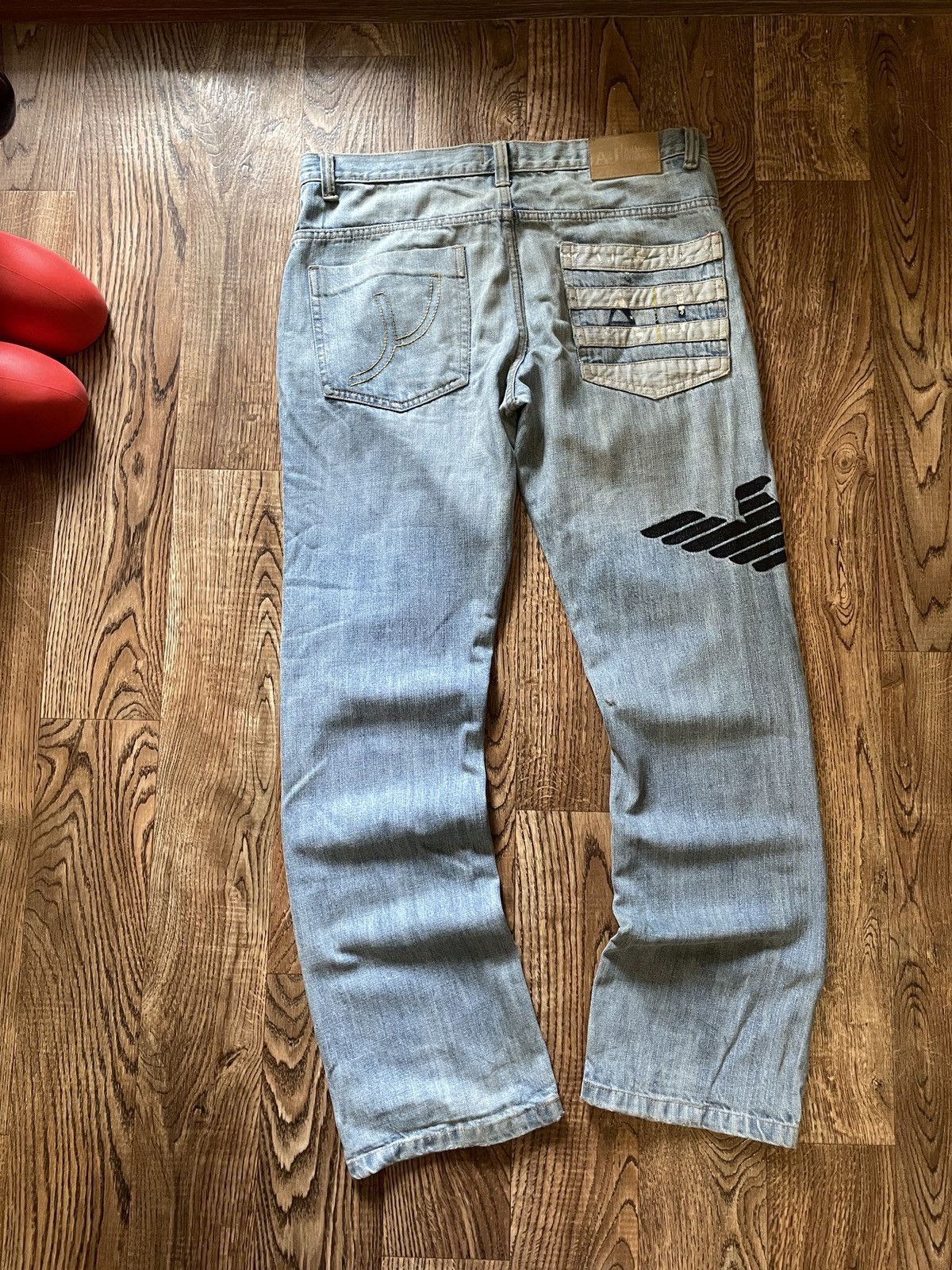 Vintage Y2K Armani Jeans Big Logo Wide Denim Jeans Italy W34