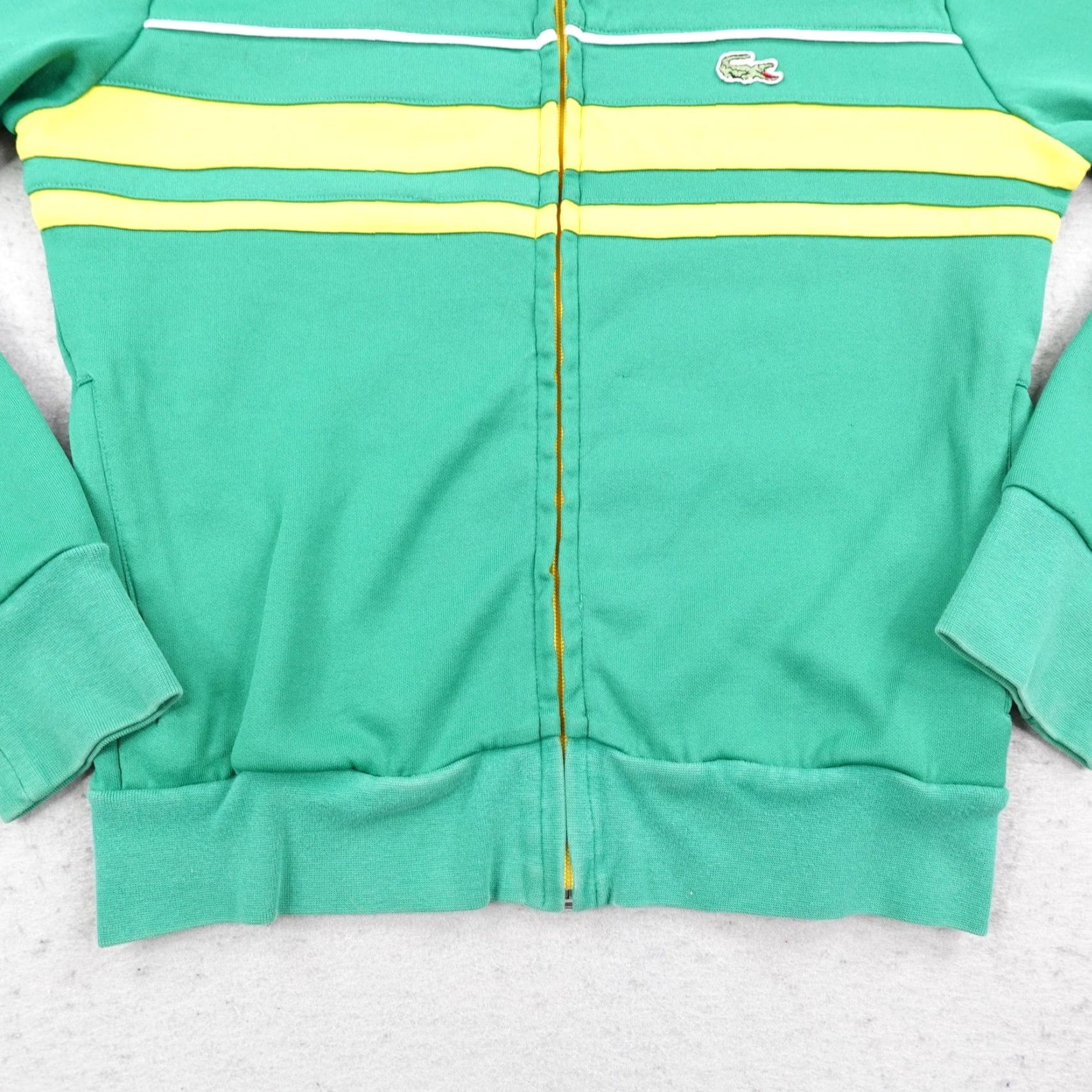 Lacoste VINTAGE Lacoste Jacket Womens 6 Green Yellow Track Coat Croc Logo Zip Up Italy Size M / US 6-8 / IT 42-44 - 4 Thumbnail