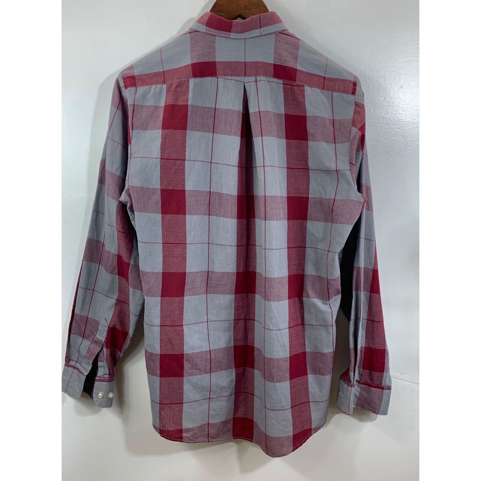 Vintage VINTAGE BonHomme Shirt Men's M 90s Red/Gray Geometric Button Down Collar Long Sleeve Made in USA #1844 Size US M / EU 48-50 / 2 - 2 Thumbnail