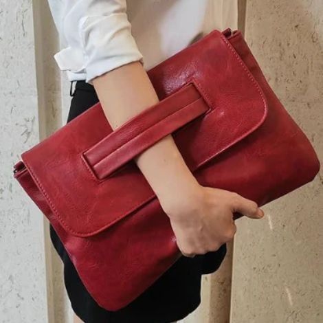 Other Red Faux Leather Foldover Clutch/Shoulder Bag With Magnetic Size ONE SIZE - 4 Thumbnail