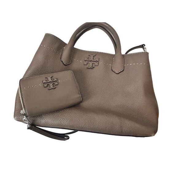 Tory Burch Tory Burch Mcgraw Triple Compartment Satchel Silver Maple Wo Size ONE SIZE - 9 Thumbnail