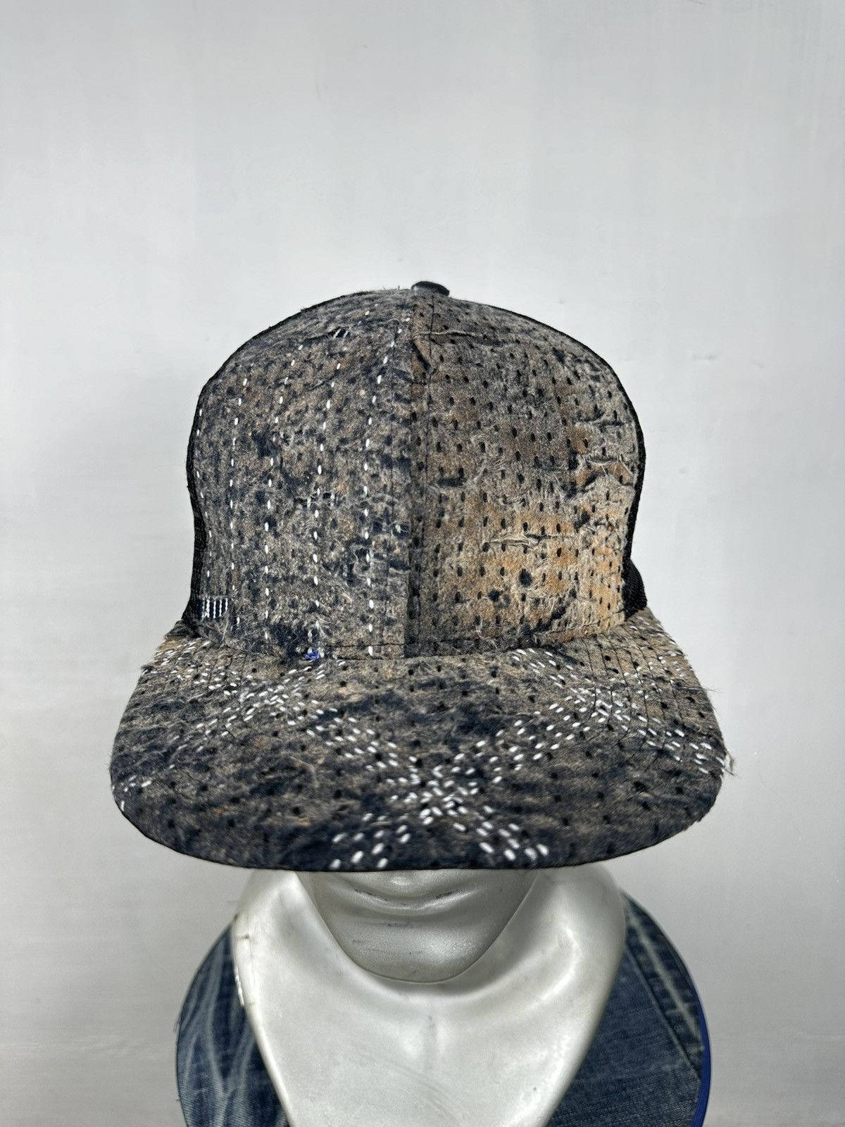 Handmade Custom Made Distressed Patchwork Boro Trucker hats Size ONE SIZE - 9 Thumbnail
