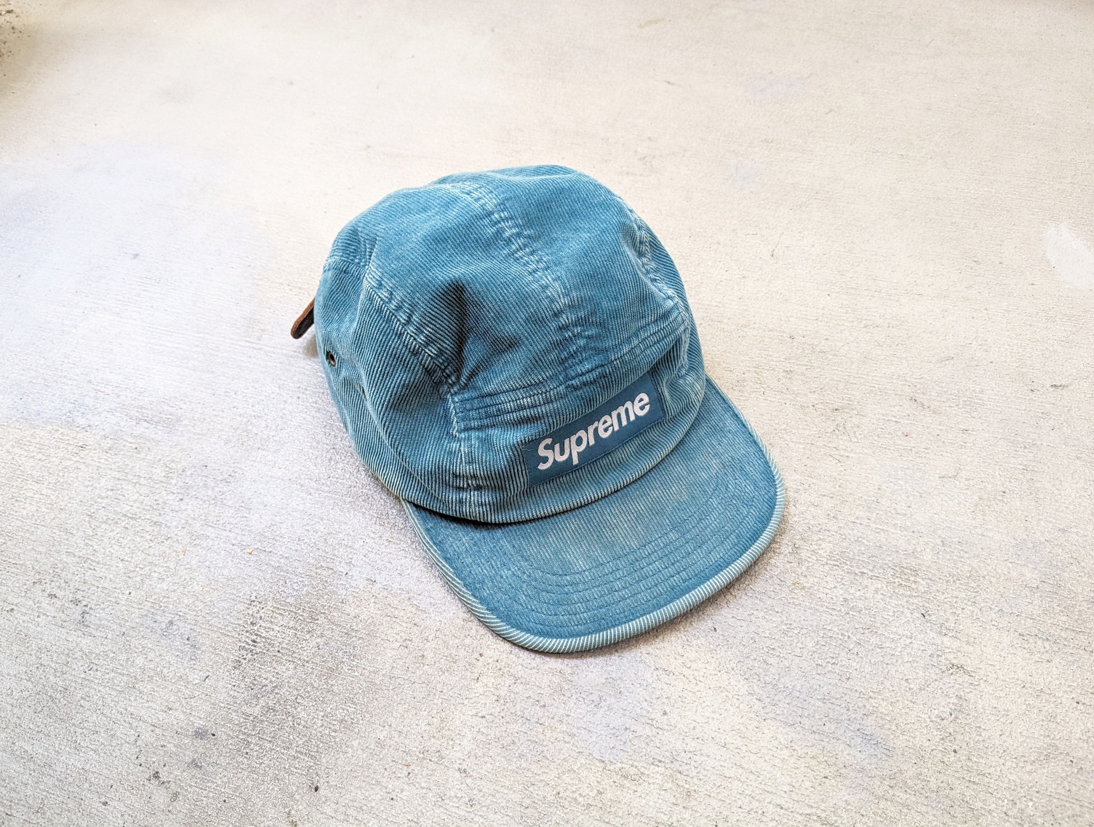 image of Supreme Corduroy Camp Cap Blue Hat 5 Panel Velour Bogo Ss16, Men's