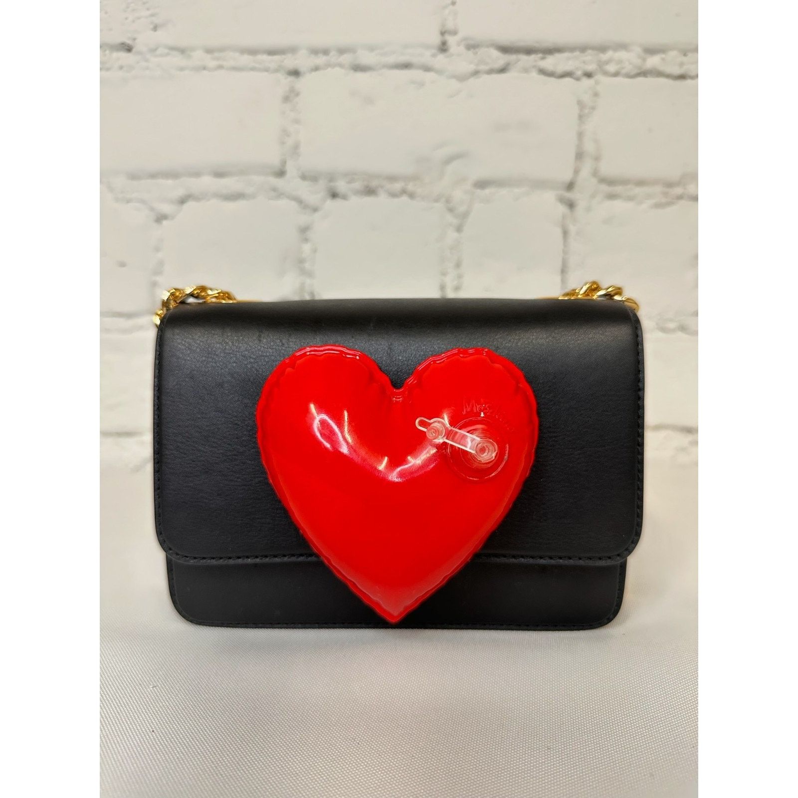 Moschino SS23 MOSCHINO Couture Jeremy Scott Black Leather Red Heart Size ONE SIZE - 1 Thumbnail