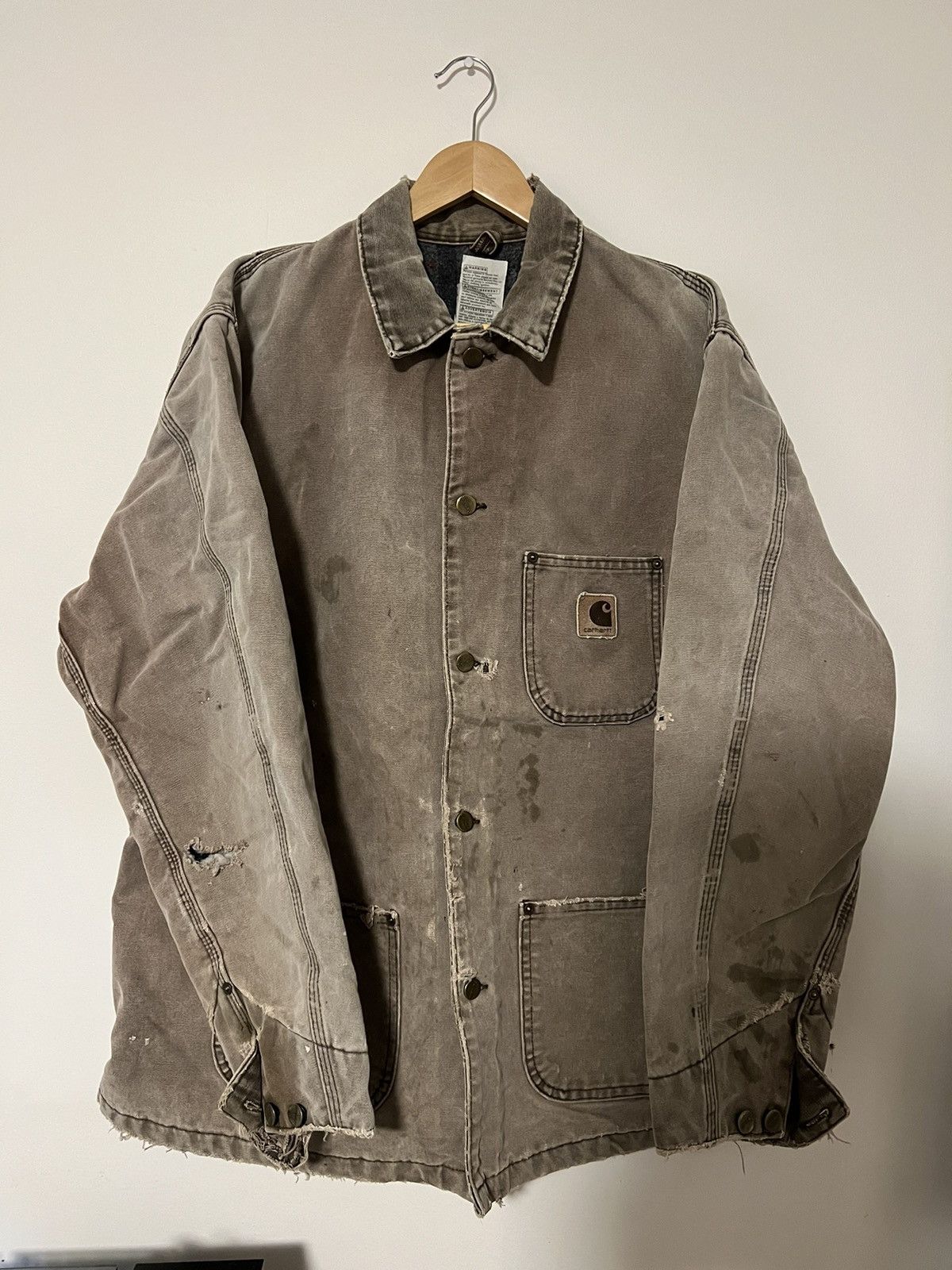 Vintage CARHARTT GREY GRAY CHORE JACKET - VINTAGE FADE | Grailed