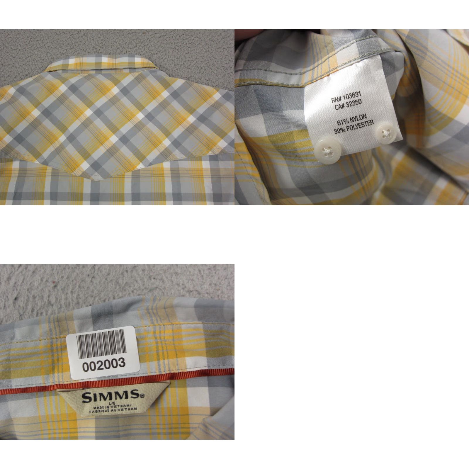 Vintage Simms Shirt Adult Large Yellow Plaid Western Snap Up Cowboy Mens Casual Rodeo Size US L / EU 52-54 / 3 - 9 Thumbnail
