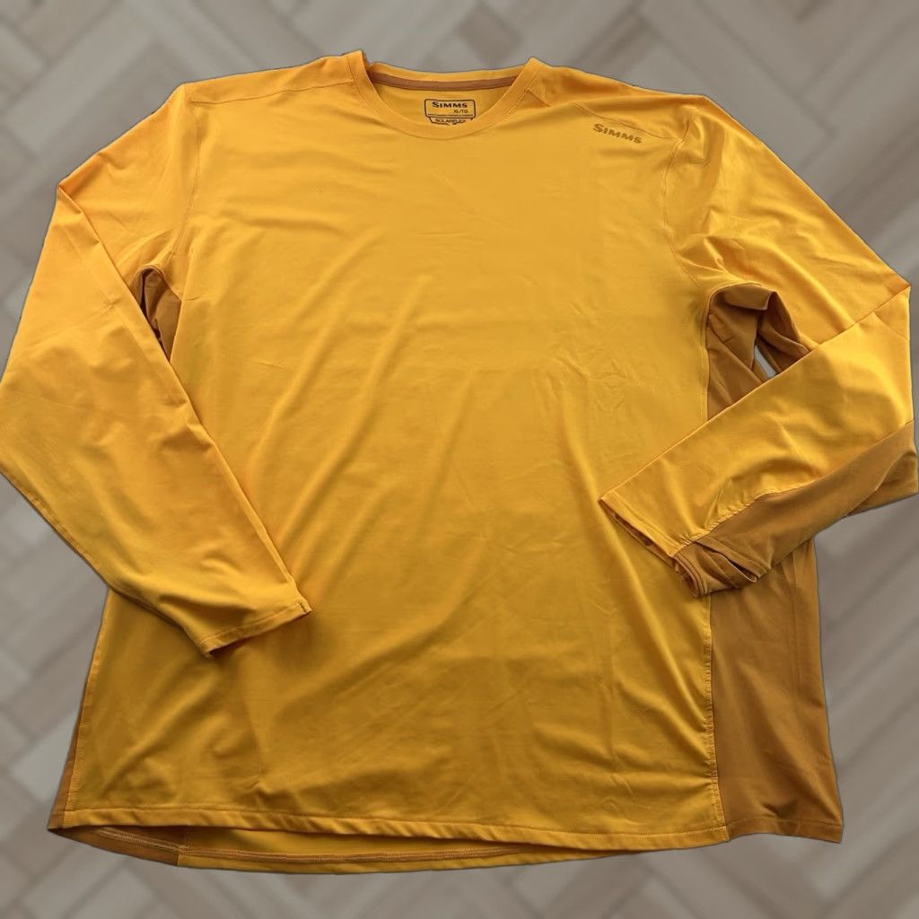 Vintage SIMMS Solarflex Long Sleeve Athletic Fishing Outdoor Shirt Men's XL Yellow Gold Size US XL / EU 56 / 4 - 1 Thumbnail