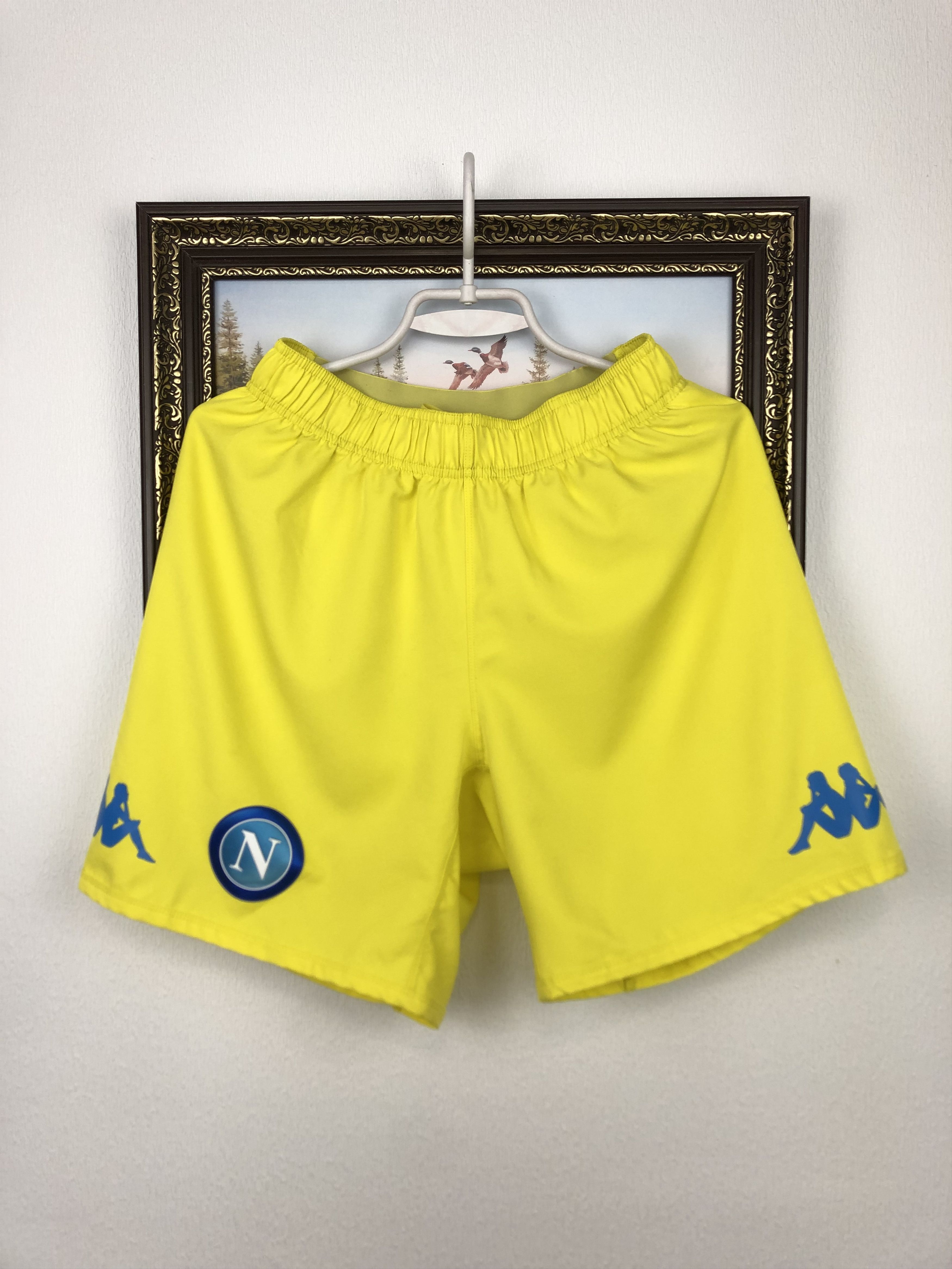 Kappa Napoli Football Shorts Yellow Athletic Mens Soccer Track Size US 32 / EU 48 - 1 Thumbnail