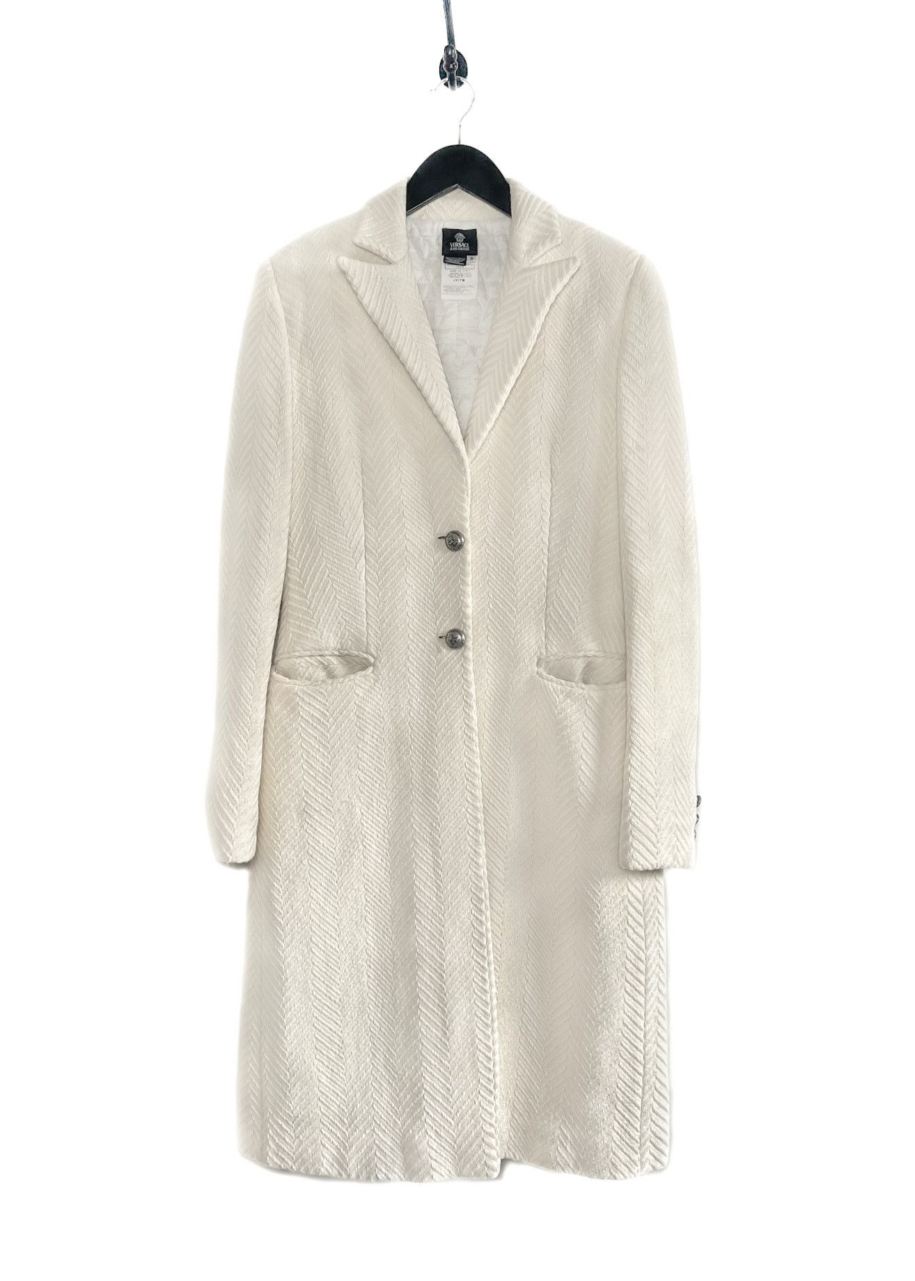 Versace Jeans Couture Versace Jeans Couture Ivory Herringbone Coat Size S / US 4 / IT 40 - 1 Thumbnail