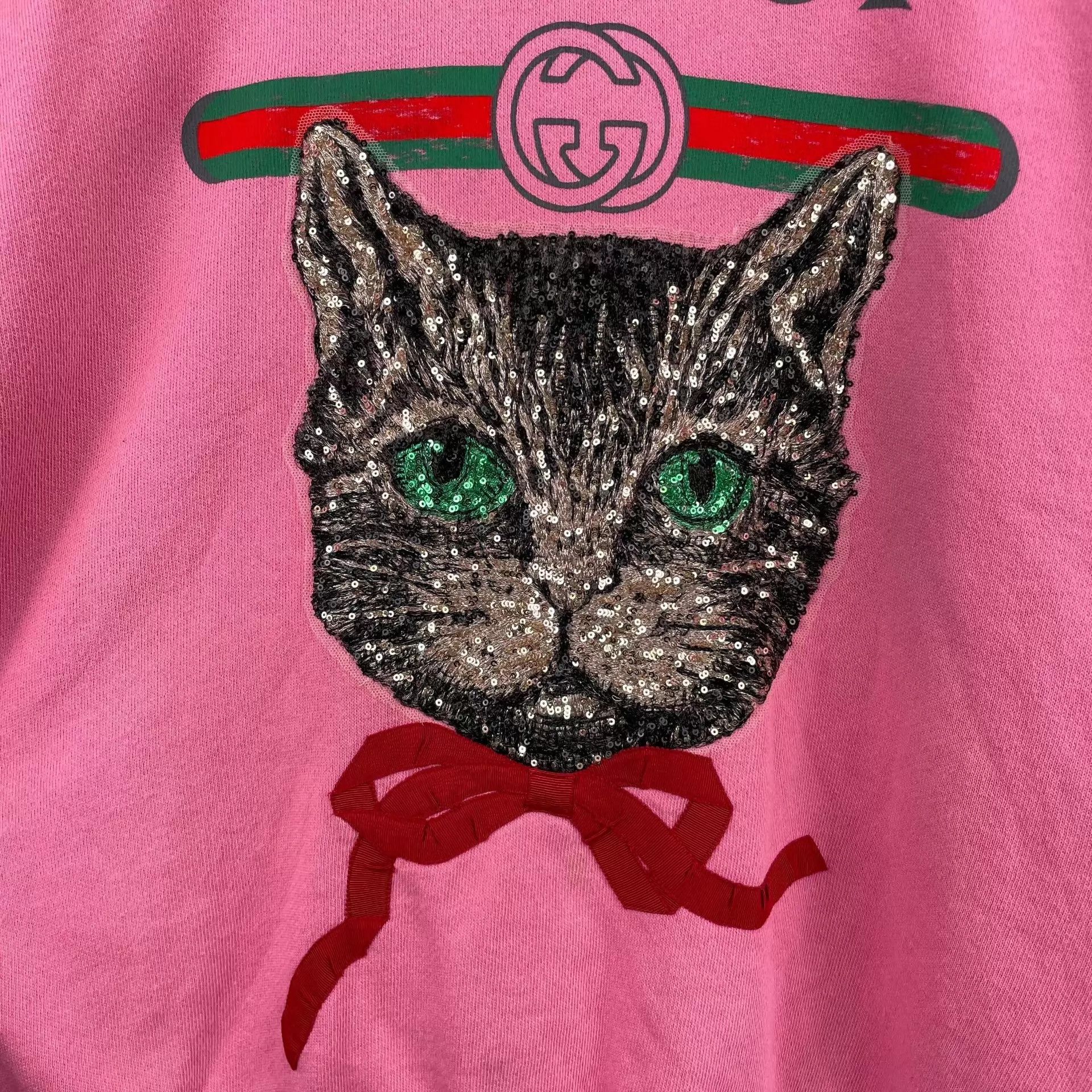 Gucci Gucci pink belted sweatshirt big face cat sequin S Size S / US 4 / IT 40 - 8 Thumbnail