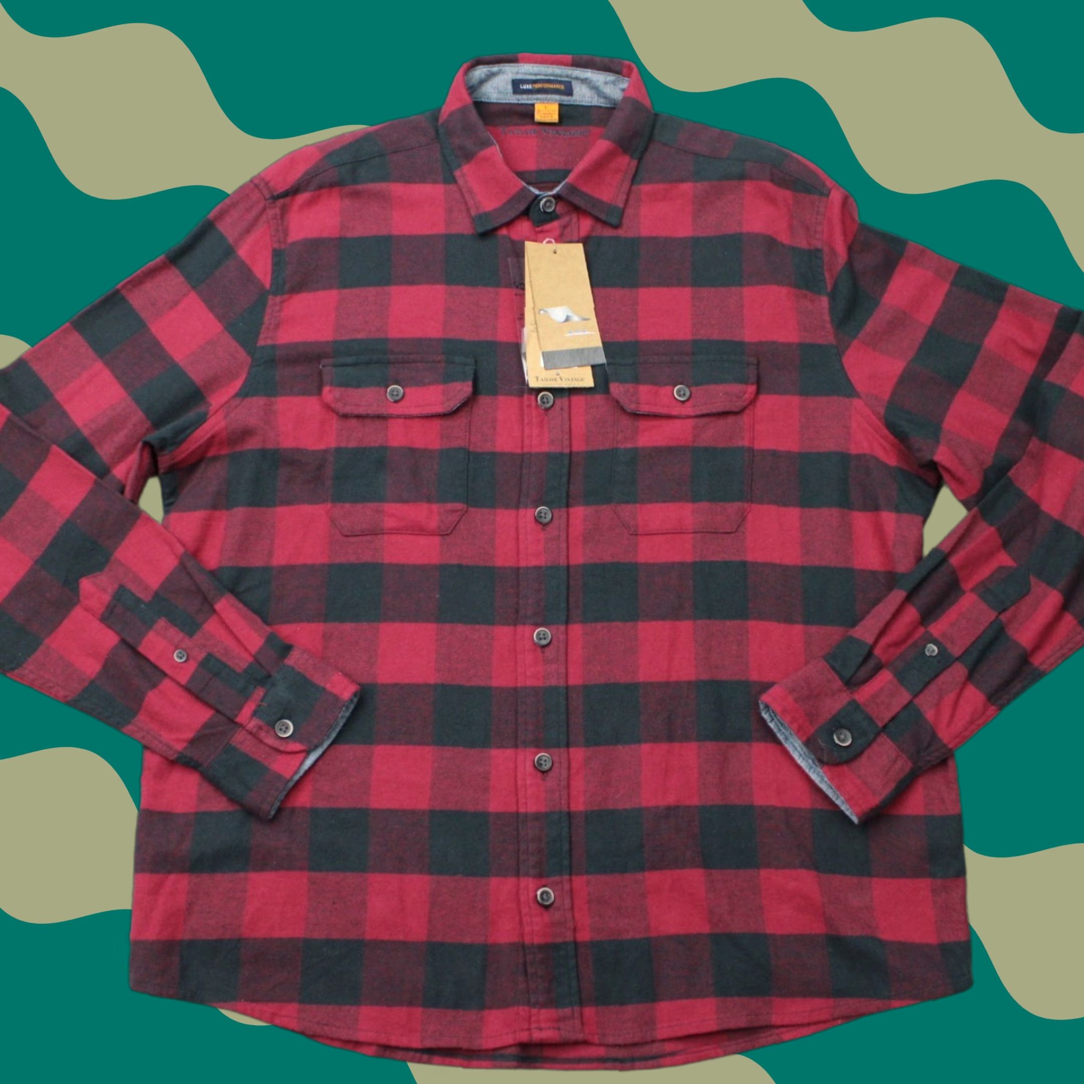 Vintage VINTAGE Tailor Vintage Shirt Mens Large Red/Black Plaid Long Sleeve NWT Buffalo Airotec Cotton Knit Button-Up Size US L / EU 52-54 / 3 - 1 Thumbnail