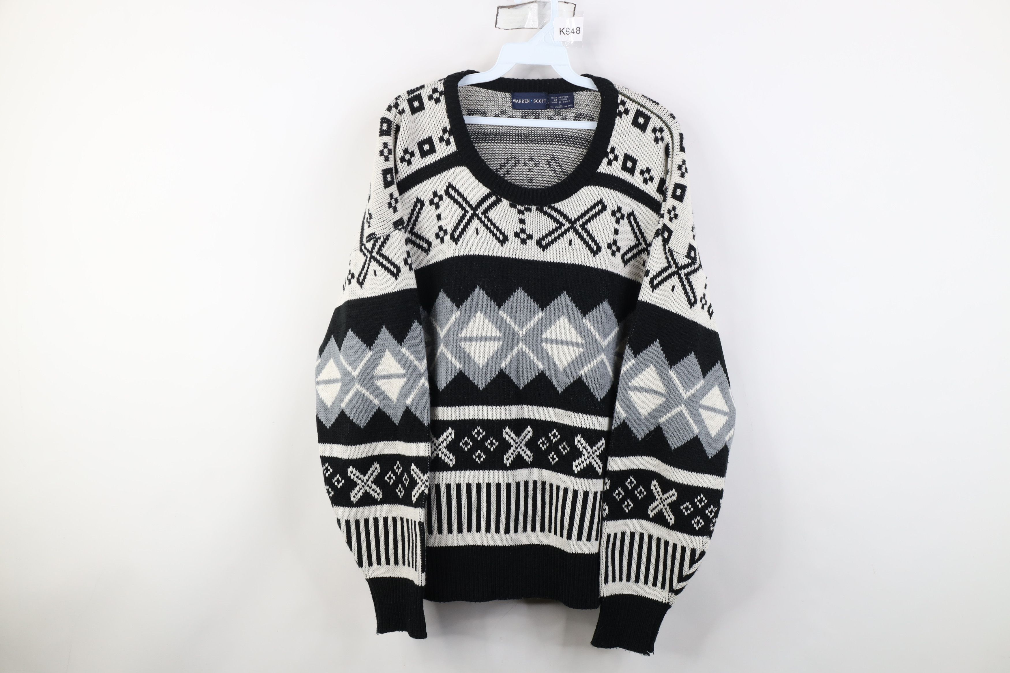 Vintage Vintage 90s Coogi Style Geometric Knit Crewneck Sweater Size US L / EU 52-54 / 3 - 1 Thumbnail