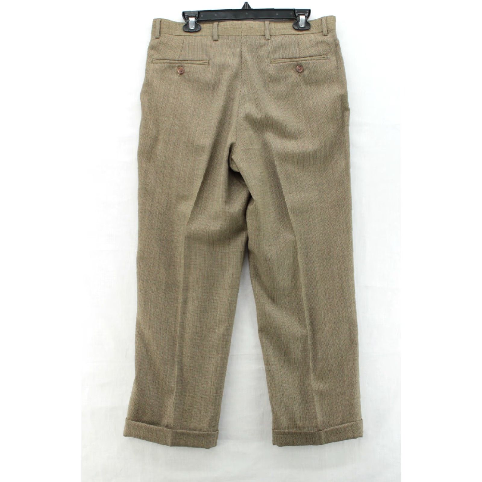 Ralph Lauren Lauren Ralph Lauren Pants Men’s 33x28 Brown Houndstooth Wool Pleated Cuffs Dress Pants Men’s Size US 33 - 4 Thumbnail