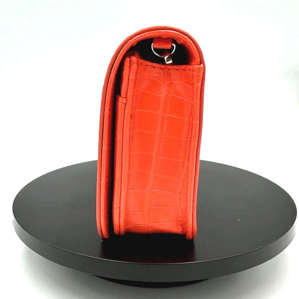 Badgley Mischka Badgley Mischka Croco Crossbody with Logo Plate - Orange Size ONE SIZE - 5 Thumbnail