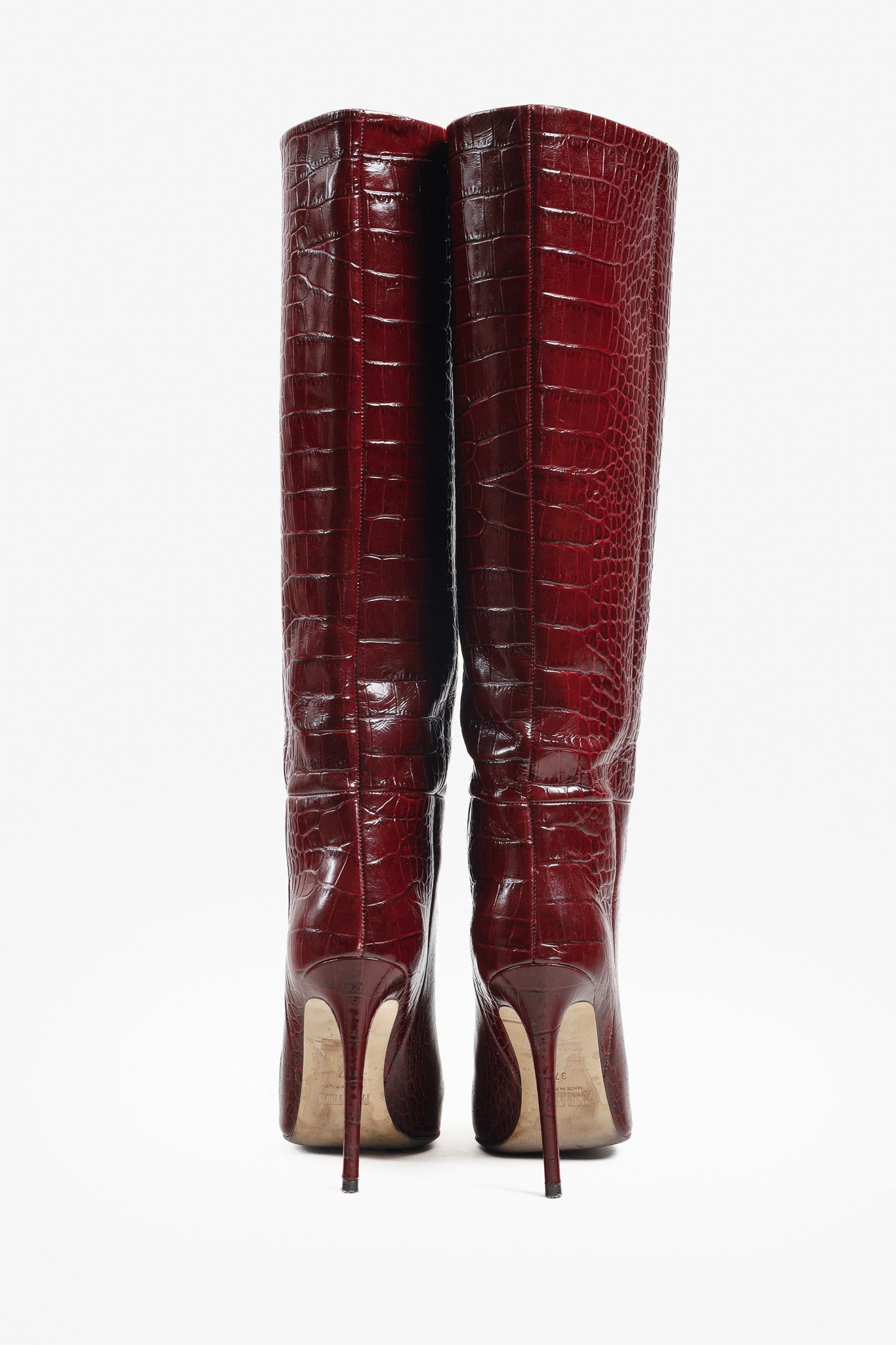 Paris Texas Paris Texas Burgundy Crocodile Embossed Boots Size US 6.5 / IT 36.5 - 3 Thumbnail