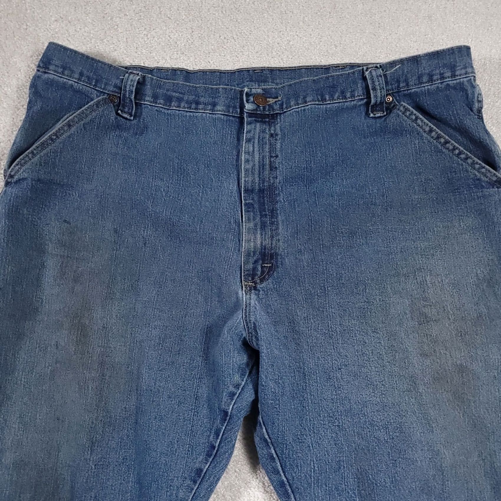 Wrangler VINTAGE Wrangler Jeans Carpenter Mens 42x30 Denim Workwear Straight Leg Jeans Regular Mens Blue Denim Workwear 42x30 Straight Leg Wrangler Mens Jeans Size US 42 / EU 58 - 3 Thumbnail