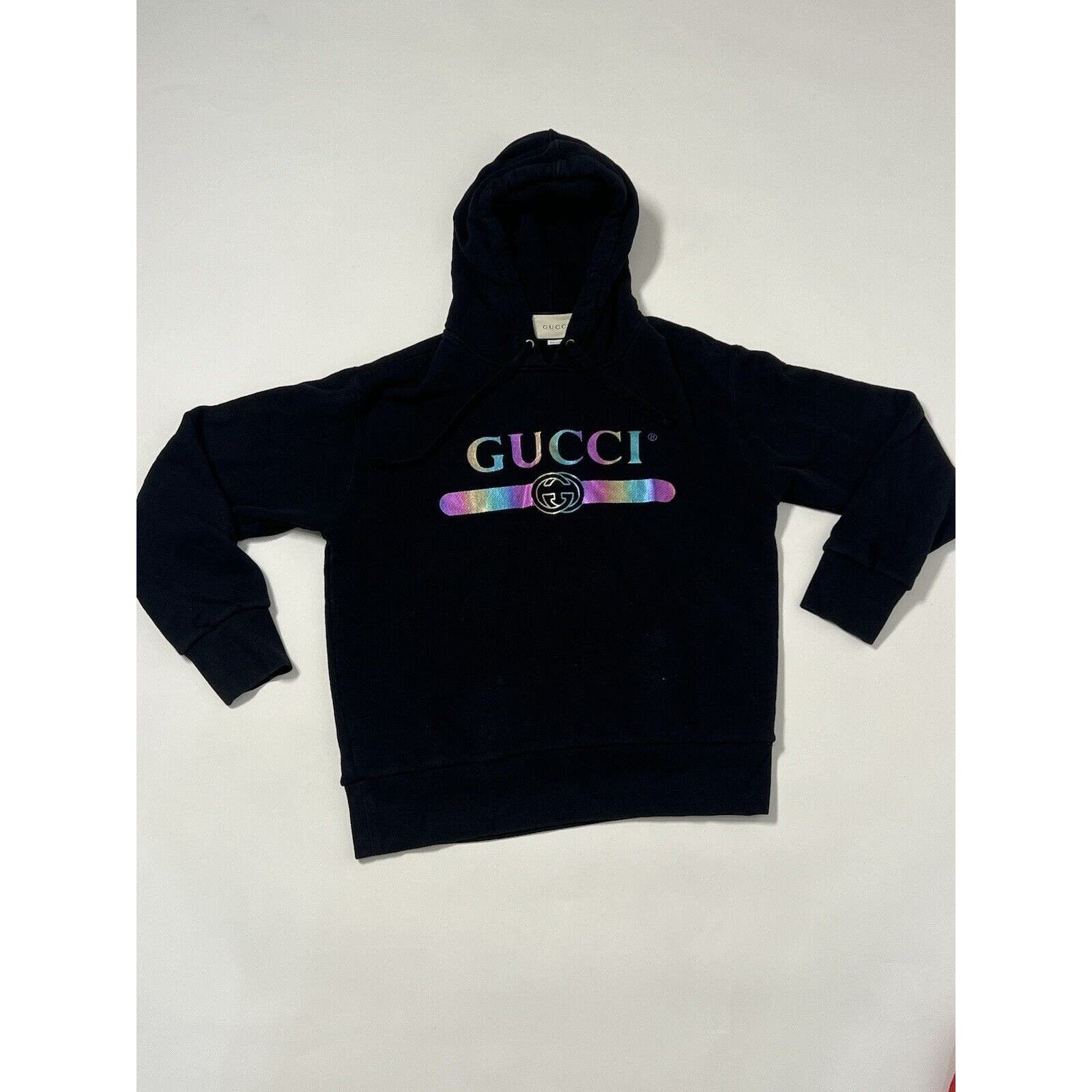 image of NWT Authentic Gucci Mens Black & Hologram Rainbow (Size Small)