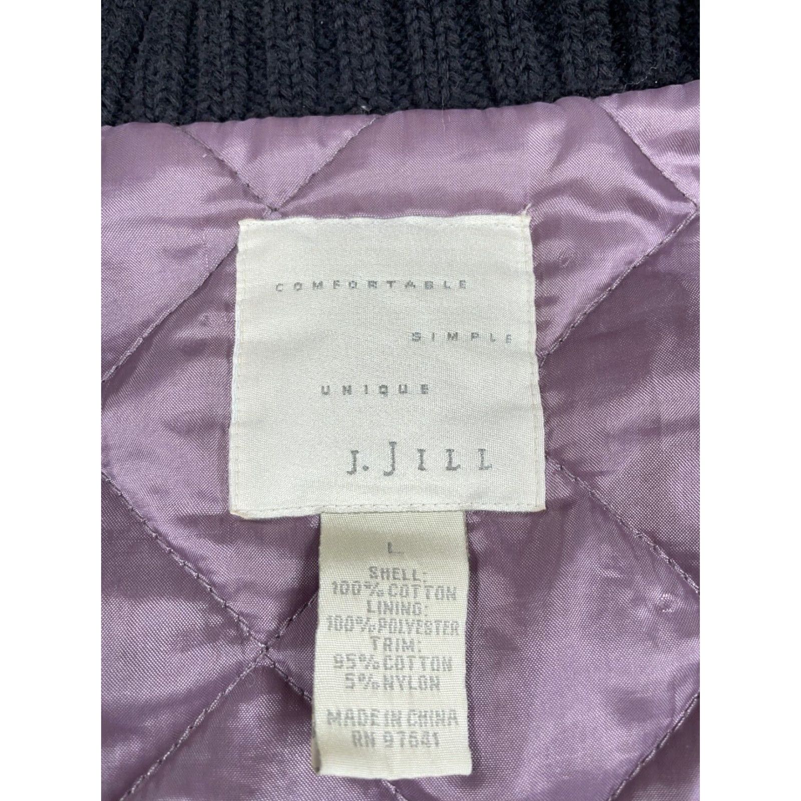 J. Jill J. Jill Corduroy Bomber Jacket Zip Up L Large Black Quilted Lining Cotton Shell Boxy Size L / US 10 / IT 46 - 3 Thumbnail