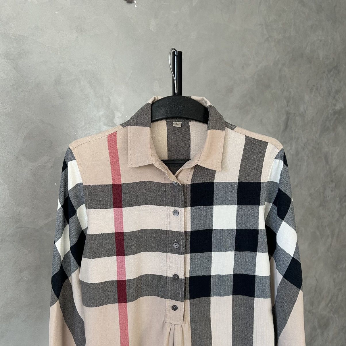 Burberry Brit Beige Nova Check Cotton Half Placket Blouse