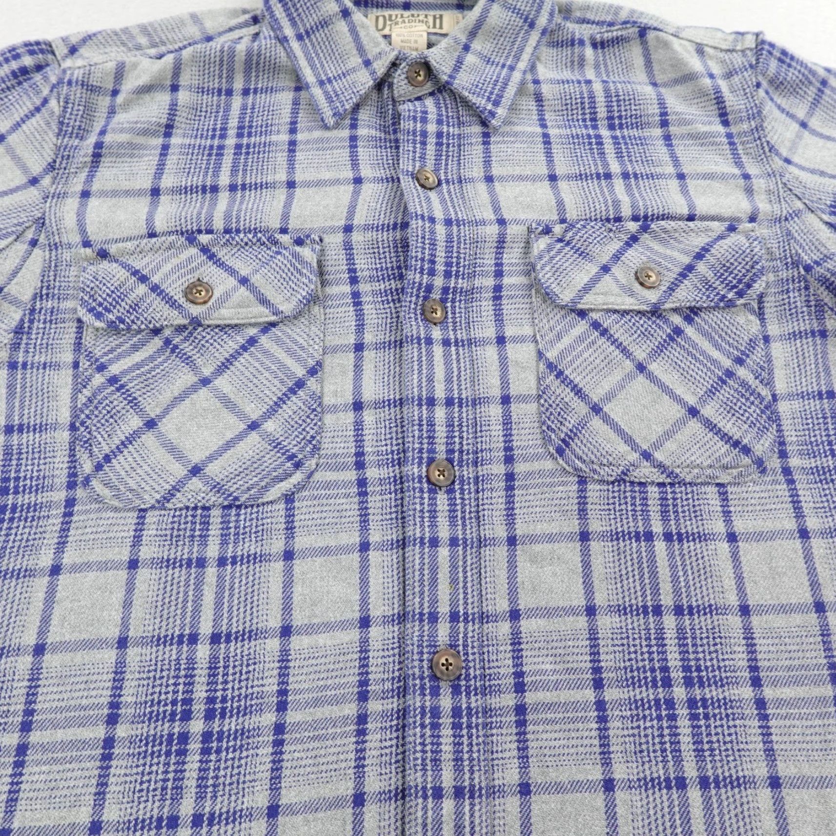 Vintage Duluth Shirt Mens Large Gray Blue Plaid Flannel Button Up Workwear Outdoors Size US L / EU 52-54 / 3 - 3 Thumbnail