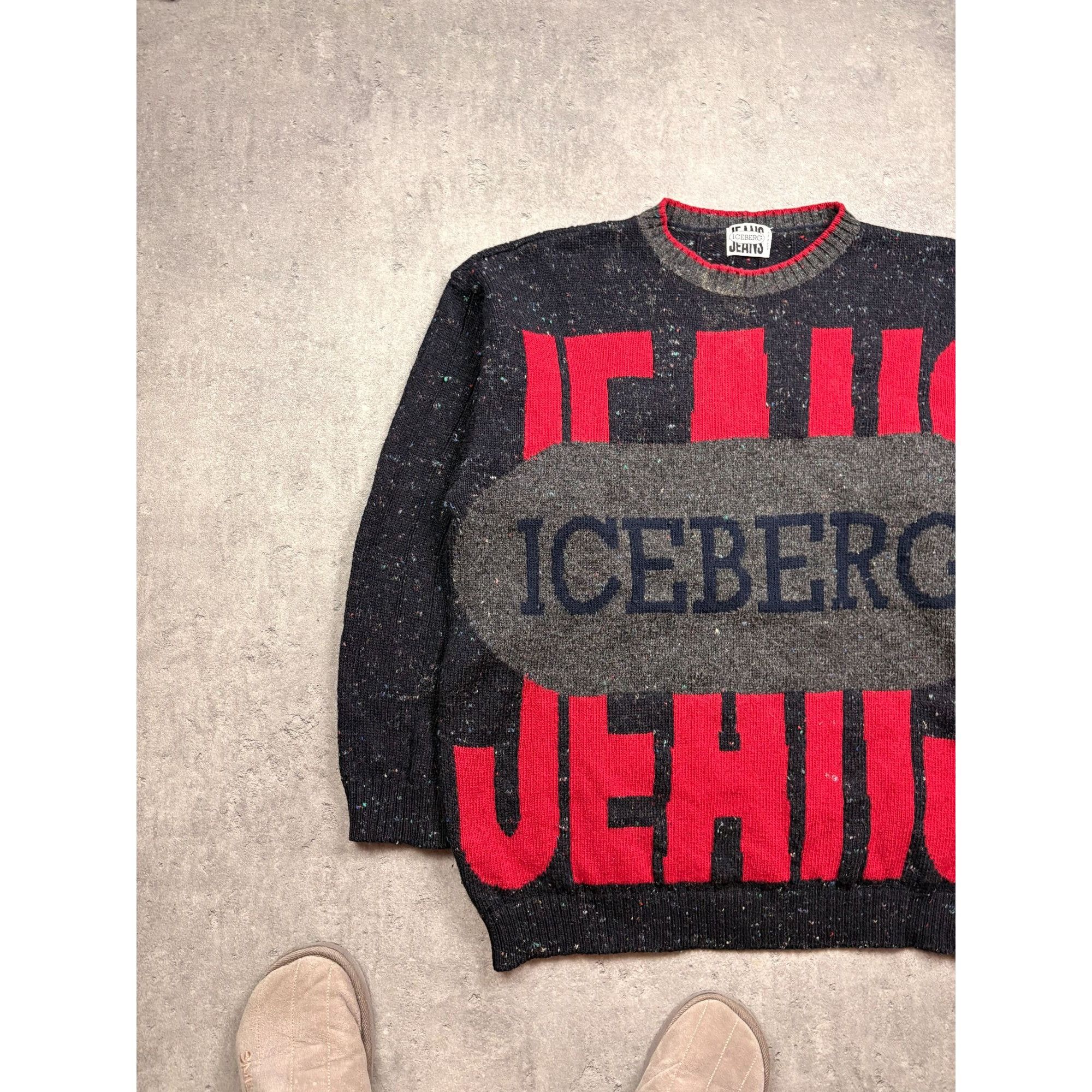 Iceberg Vintage Iceberg Jeans Mens Graphic Knit Sweater Bold Red & G Size US M / EU 48-50 / 2 - 2 Thumbnail