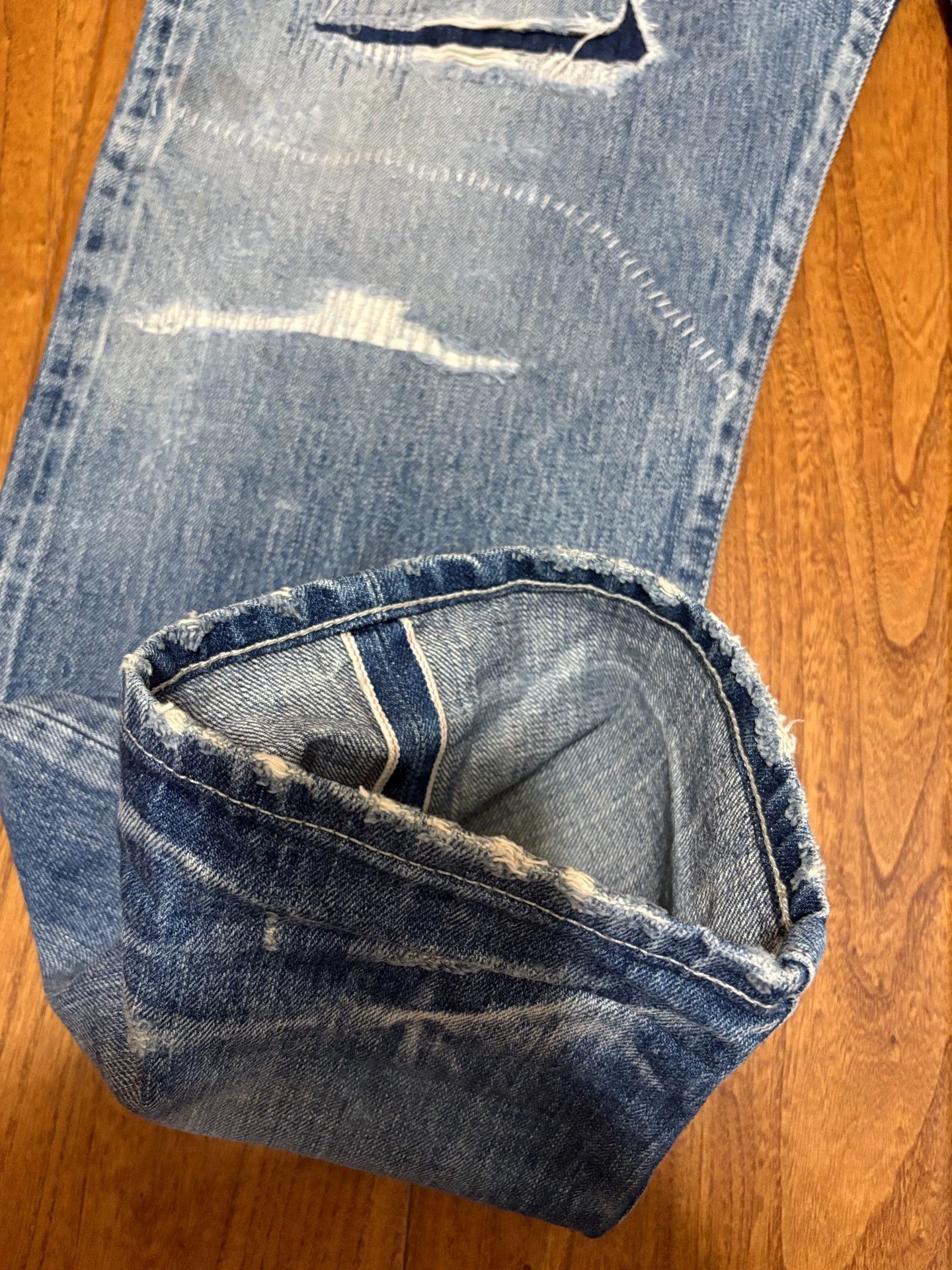 Neighborhood NEIGHBORHOOD 21AW SCRATCH SAVAGE Blue L Oil Patched Jeans Size US 34 / EU 50 - 5 Thumbnail