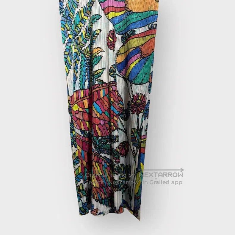 Issey Miyake Issey Miyake Hawaiian Tropical Plant Ruched Crew Neck Dres Size M / US 6-8 / IT 42-44 - 4 Thumbnail