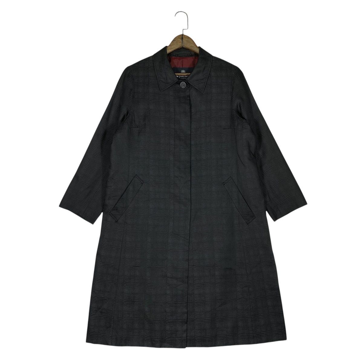 Aquascutum Aquascutum London Vintage Silk Blend Coat Black Textured Size L / US 10 / IT 46 - 7 Thumbnail