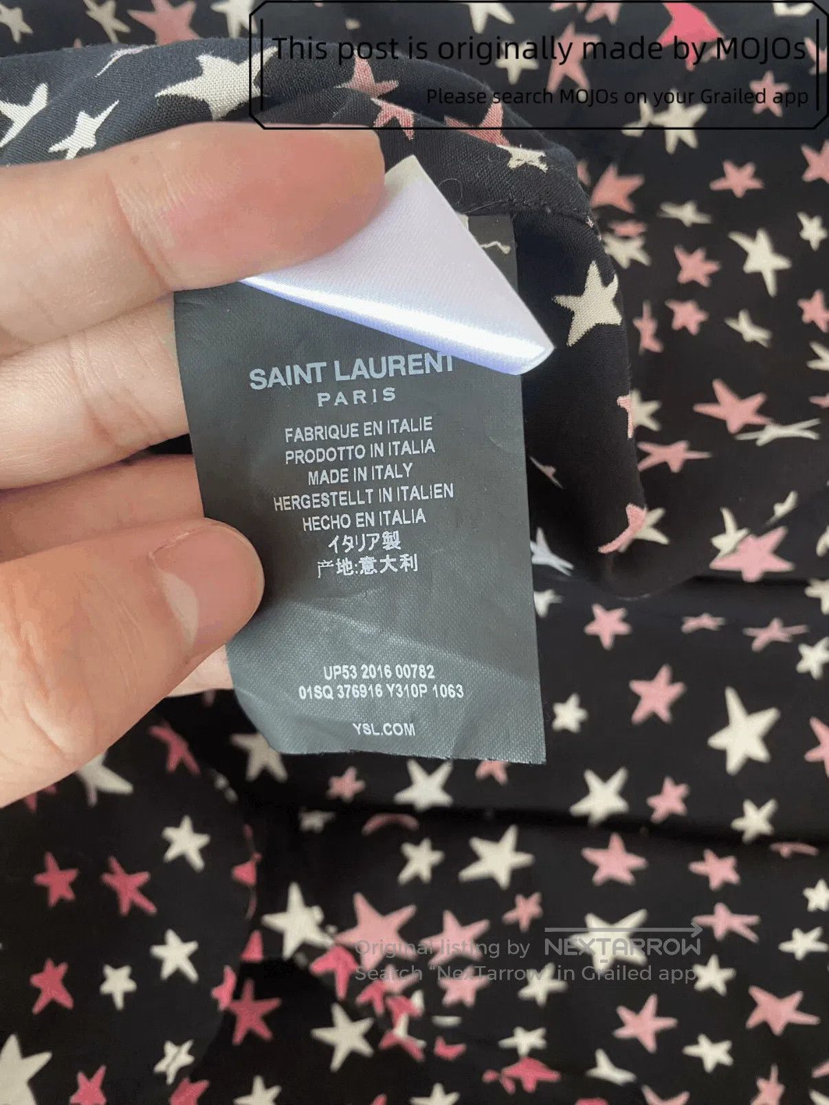 Saint Laurent Paris Sz 40 Saint Laurent Paris 16AW Pink Stars Shirt mojos152724 Size US L / EU 52-54 / 3 - 6 Thumbnail