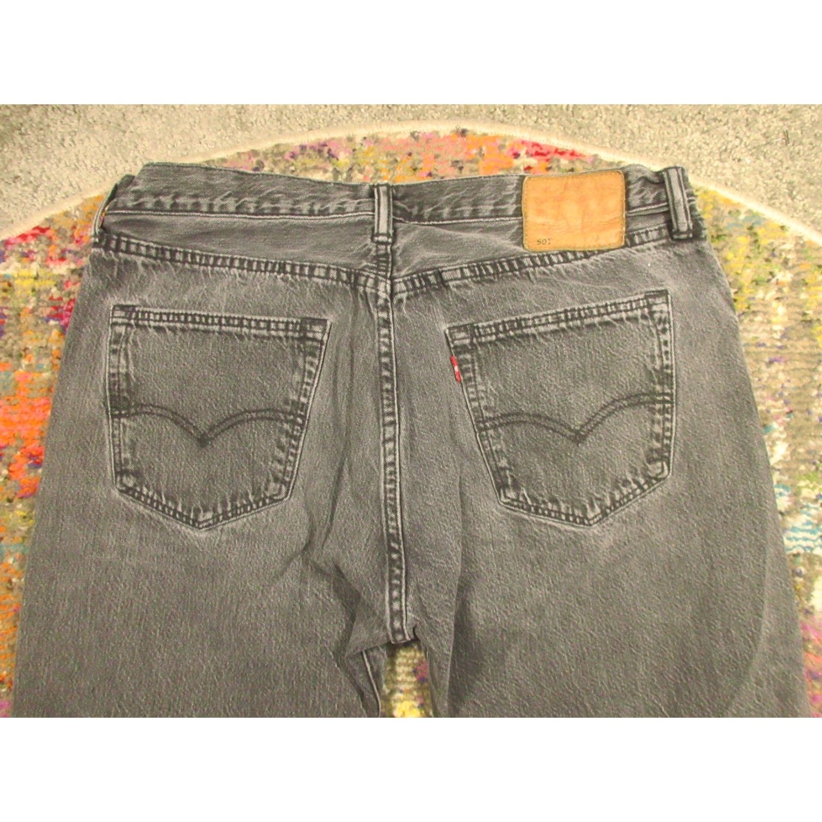 Levi's LEVI'S 501 Jeans 34x32 Regular Rise Black Denim Button Fly Straight 5-Pocket Mens Vintage? No Size US 34 / EU 50 - 4 Thumbnail