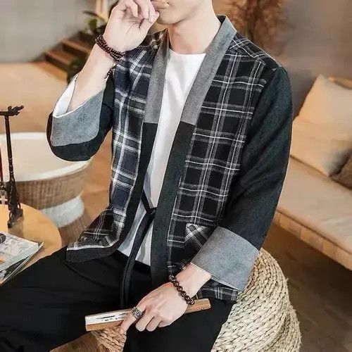 Other New Release Checkered Pocket Cardigan Kimono Noragi Size US XS / EU 42 / 0 - 4 Thumbnail