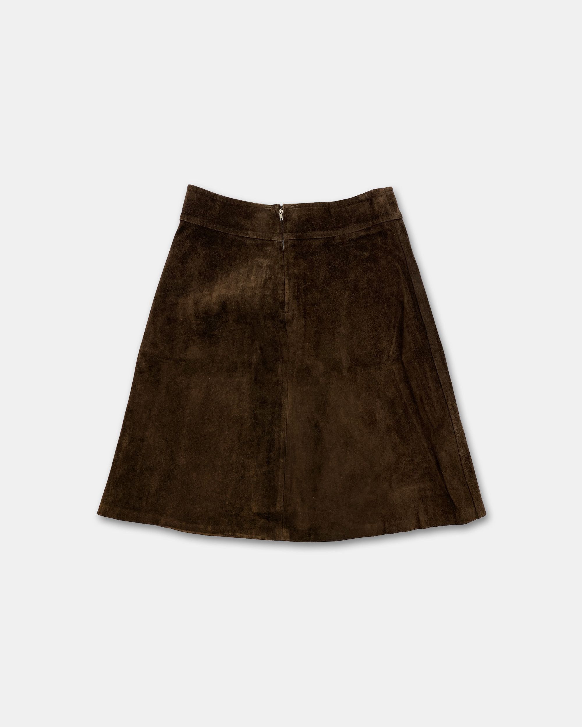 Vintage 1960s Riri Zip Midi Suede Leather Skirt Size 27" / US 4 / IT 40 - 2 Thumbnail