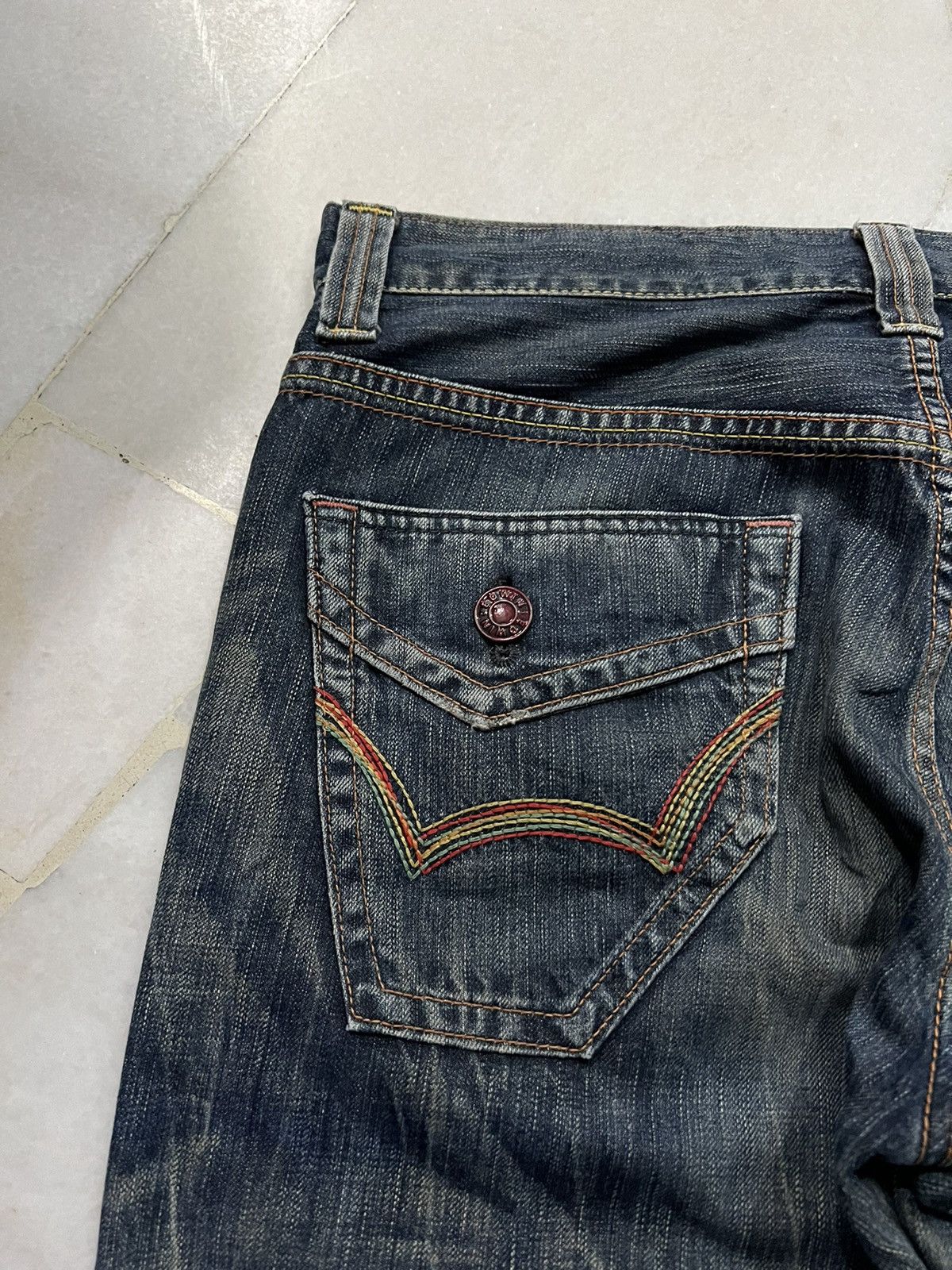 Edwin × If Six Was Nine × Le Grande Bleu (L.G.B.) 💥FLARE💥VINTAGE EDWIN 503 BLUE TRIP FLARE JEANS RARE Size US 32 / EU 48 - 13 Thumbnail