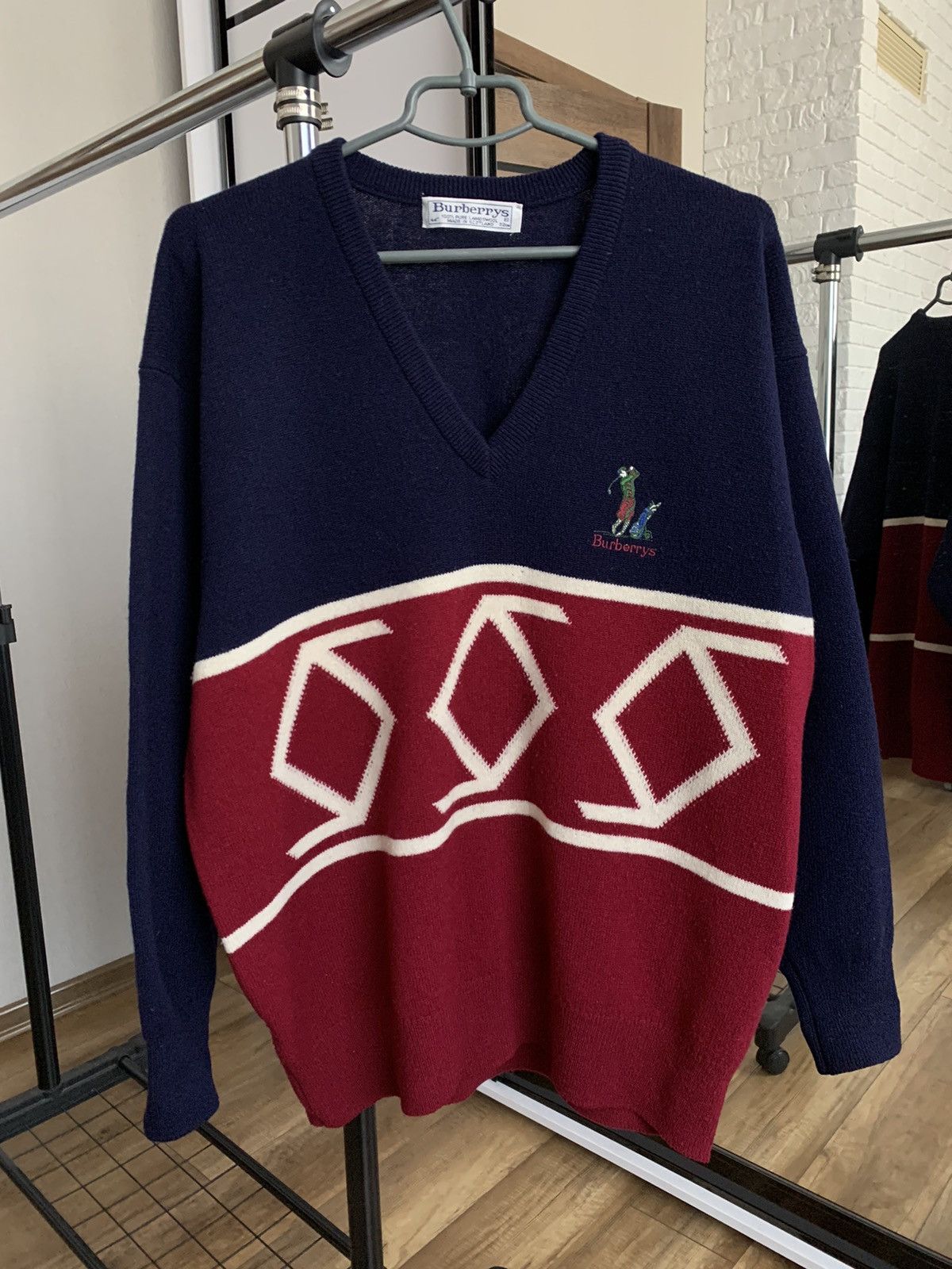 Burberry Burberrys Golf Vintage Wool Knit Sweater 90s England Size US XL / EU 56 / 4 - 2 Thumbnail