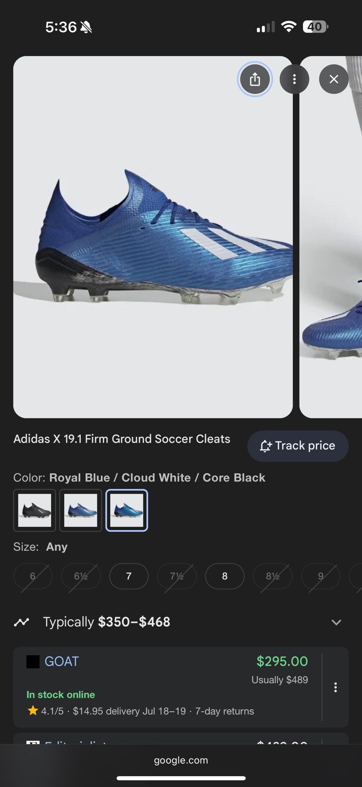 Adidas Blue Adidas X 19.1 soccer cleats Size US 10.5 / EU 43-44 - 3 Thumbnail