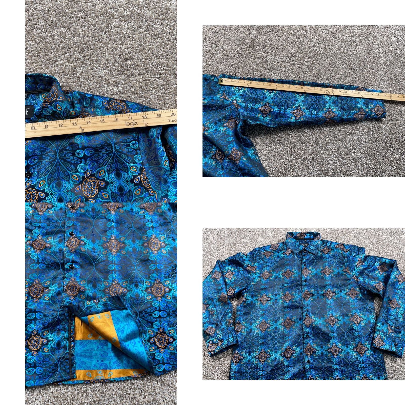Gloverall Hi-Tie Sh​irt Adult XL Blue Paisley Pattern Bohemian Hippie Retro Casual Button-Up Shirt Mens XL Size US XL / EU 56 / 4 - 8 Thumbnail