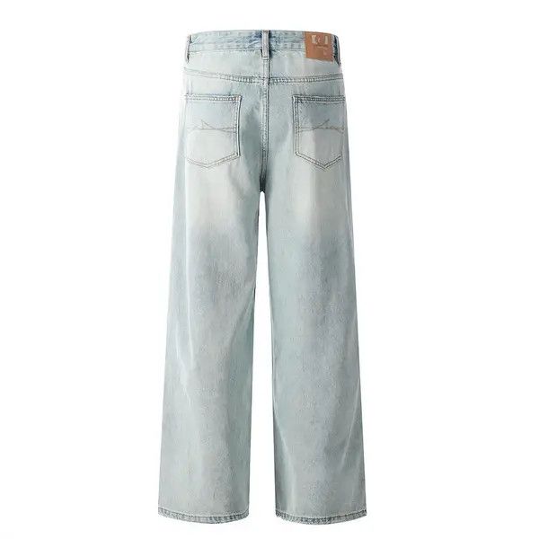 Japanese Brand VIBE Men's casual straight punk distressed light wash jeans Size US 32 / EU 48 - 3 Thumbnail