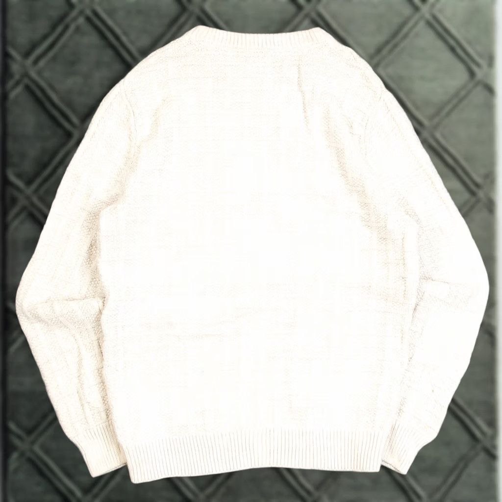 J.Crew J.Crew Men’s Vintage 1990s Grid Structured Knitted Jumper Medium Cream Jumper Size US M / EU 48-50 / 2 - 1 Thumbnail