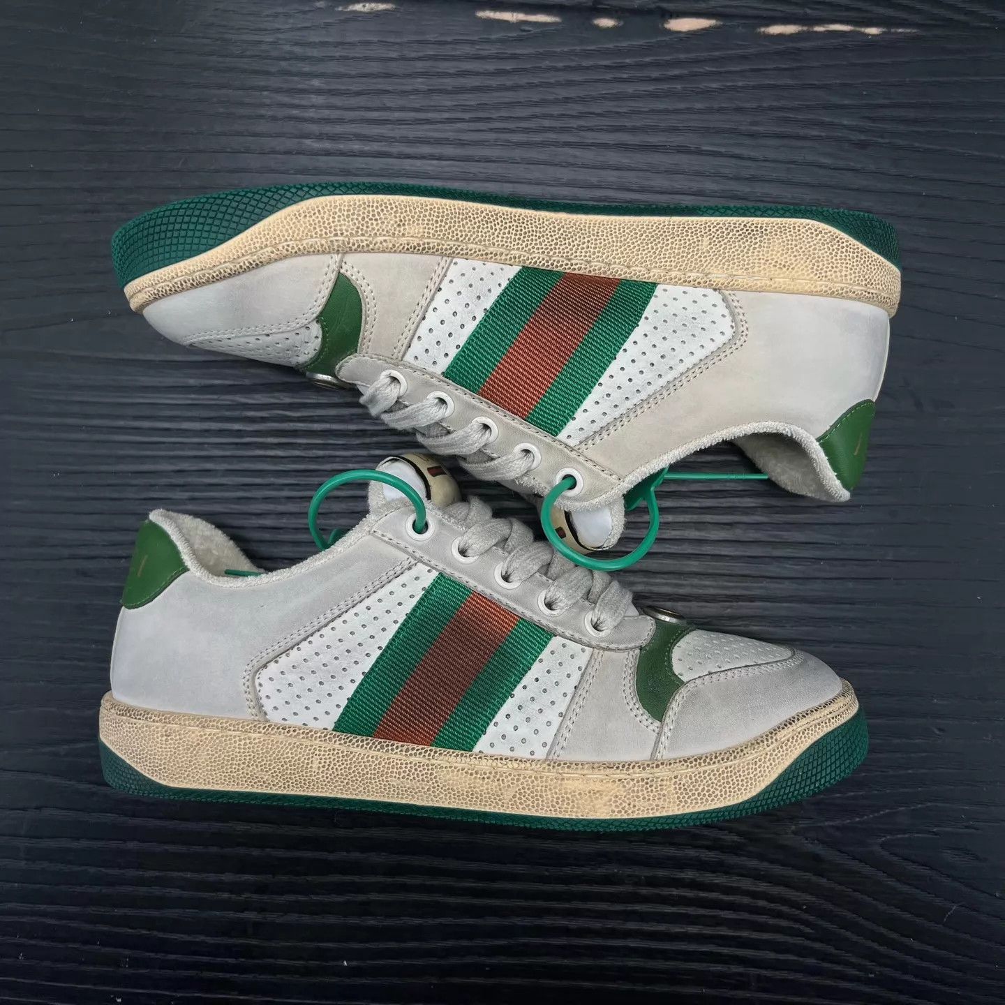 Gucci Gucci Gray Green No Logo Distressed Sneaker 1x 36 Women's Size US 5.5 / IT 35.5 - 6 Thumbnail