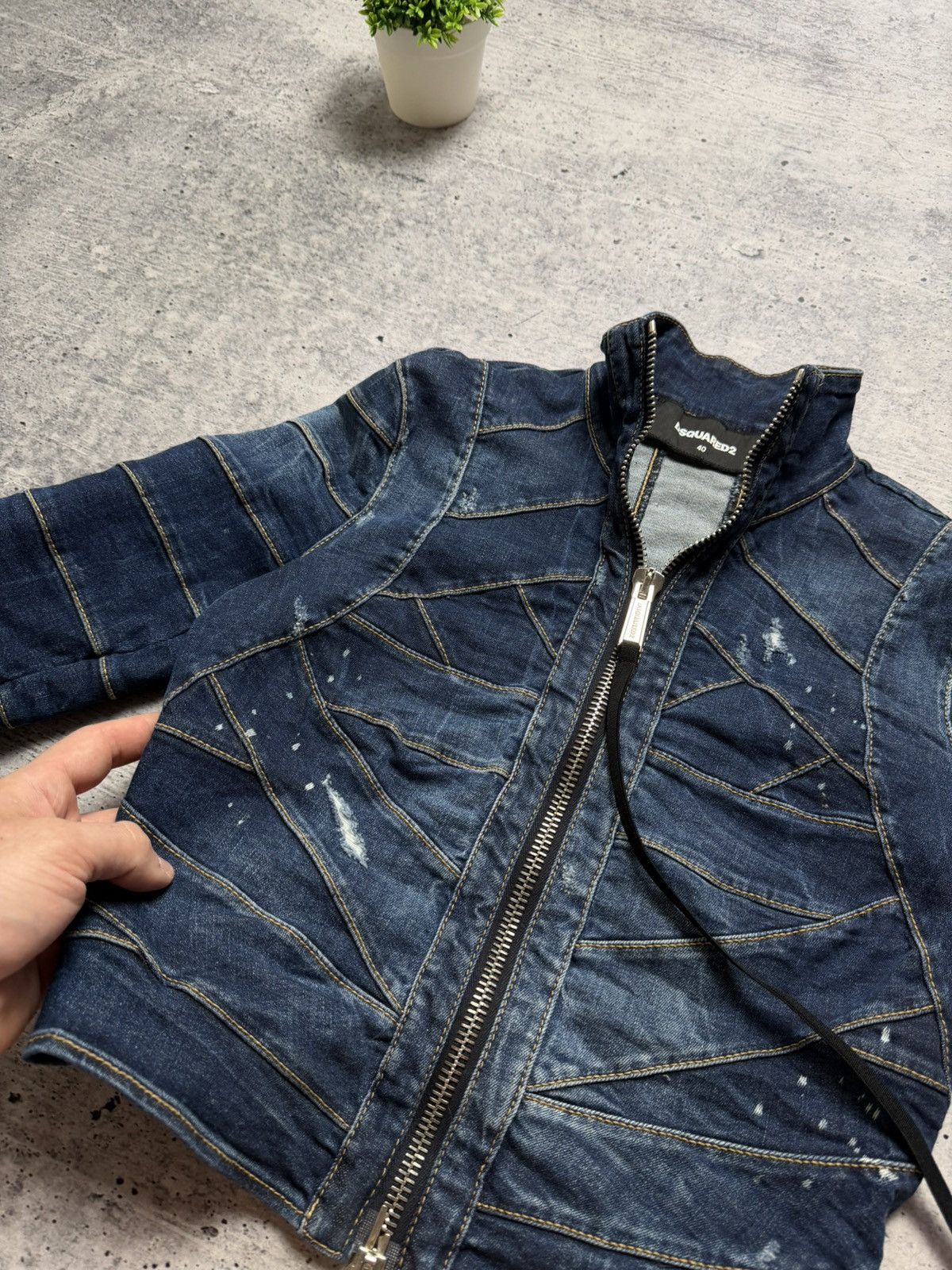 Dsquared2 Dsquared2 Disstresed Striped Lines Archive Denim Jacket Size S / US 4 / IT 40 - 8 Thumbnail